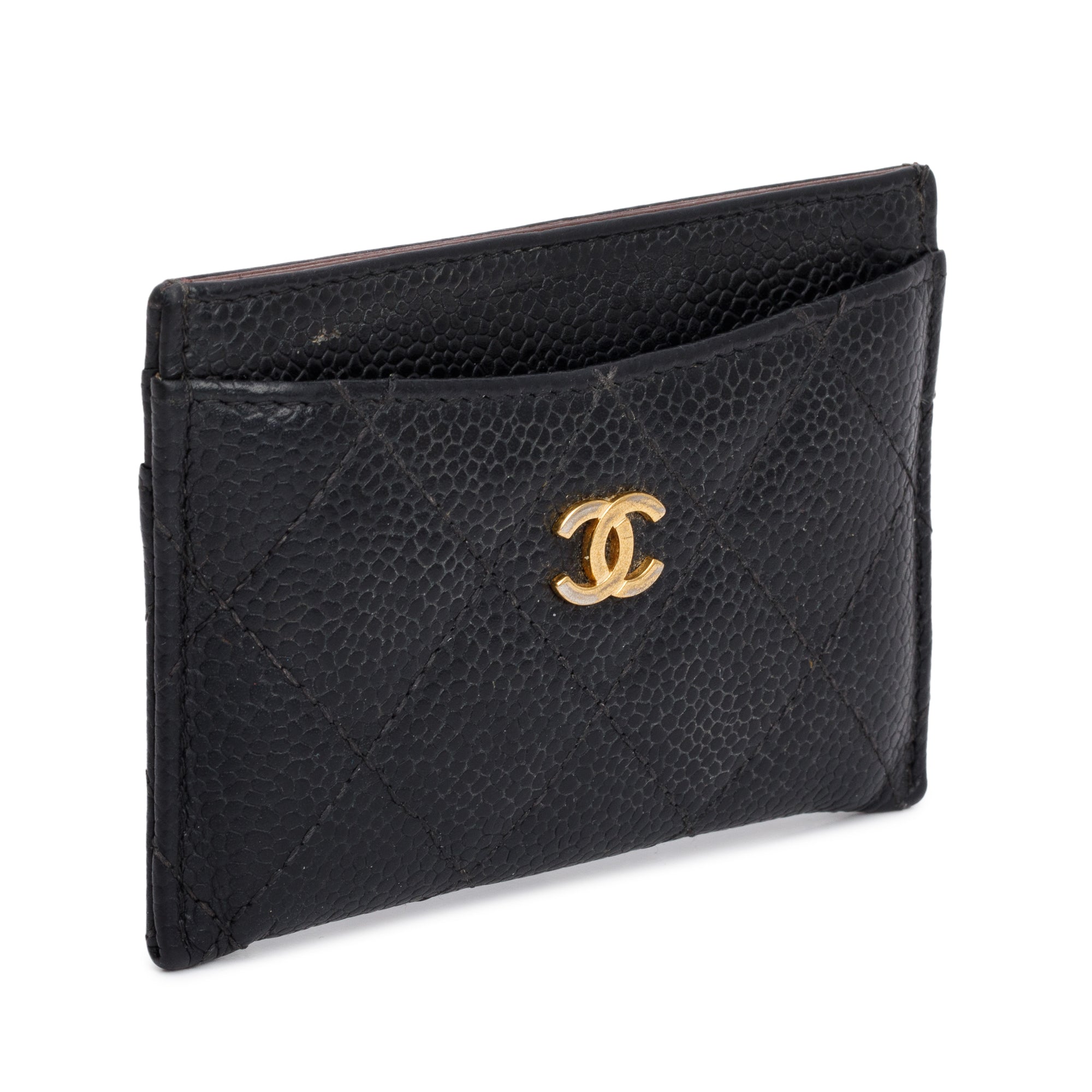 Chanel Black Caviar Leather Classic Card Holder w/ Box, Receipt & Authenticity Card