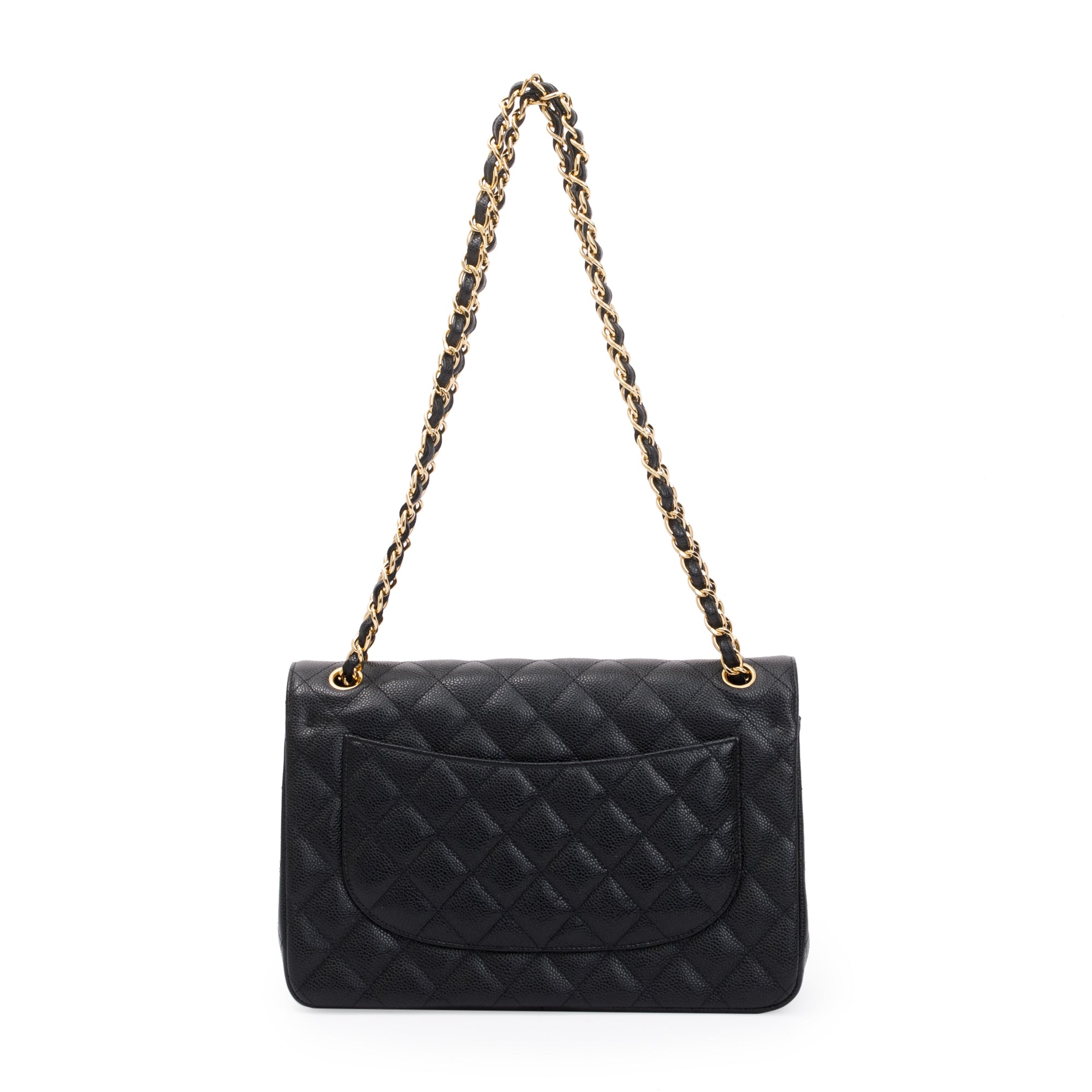 Chanel Black Caviar Leather Classic Jumbo Double Flap Bag