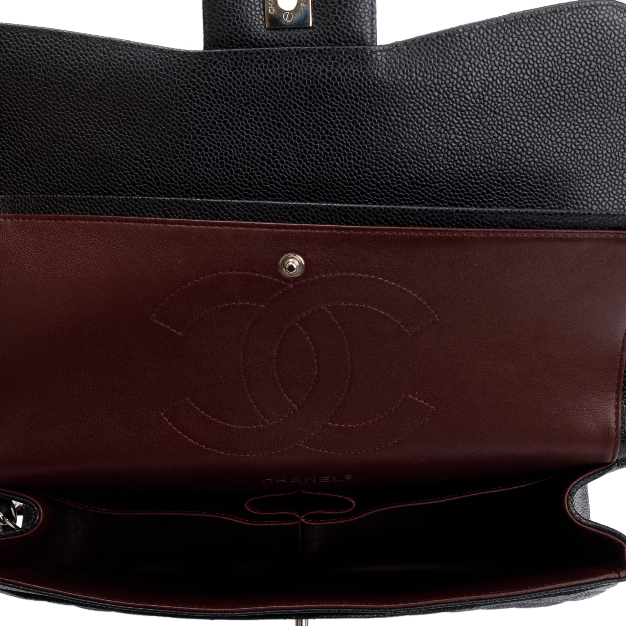 Chanel Black Caviar Leather Classic Jumbo Double Flap Bag w/ Box & Authenticity Card