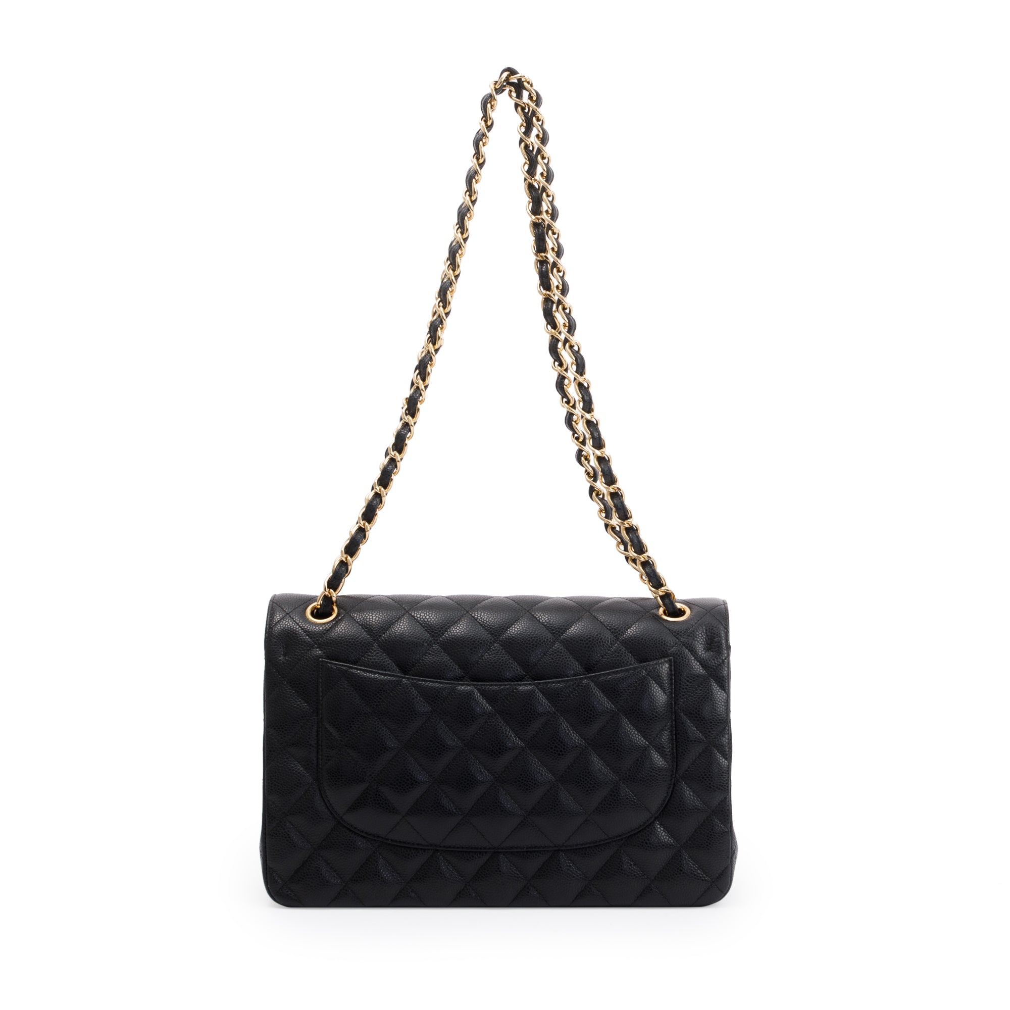 Chanel Black Caviar Leather Classic Jumbo Double Flap Bag w/ Box, Receipt & Authenticity Card