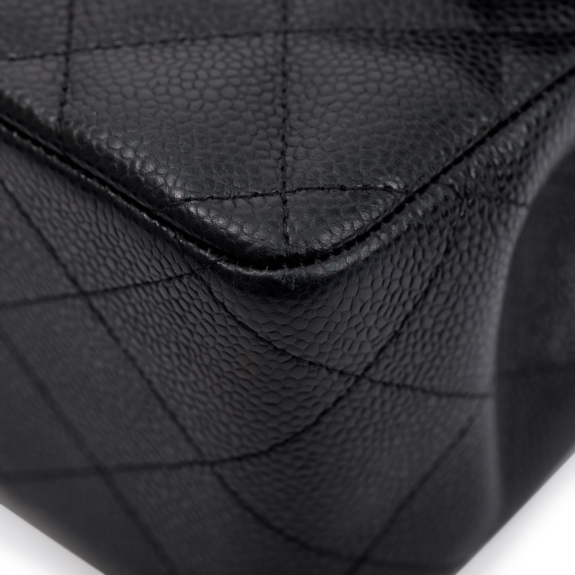 Chanel Black Caviar Leather Classic Jumbo Double Flap Bag w/ Box, Receipt & Authenticity Card