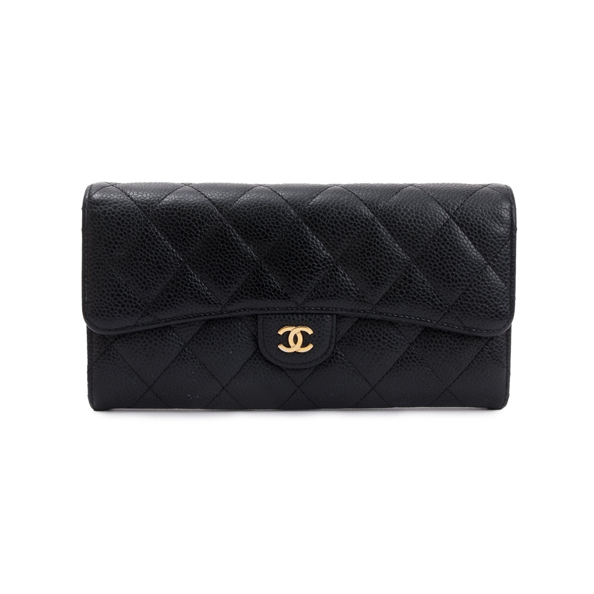 Chanel Black Caviar Leather Classic Long Flap Wallet