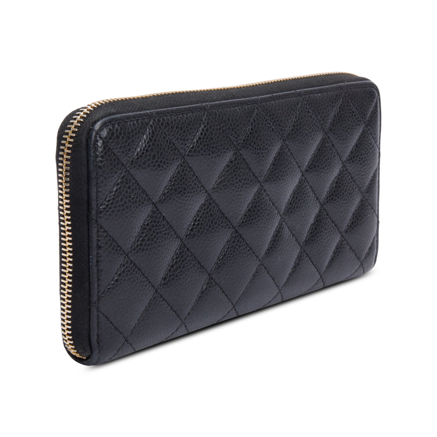 Chanel Black Caviar Leather Classic Long Zipped Wallet w/ Authenticity Card