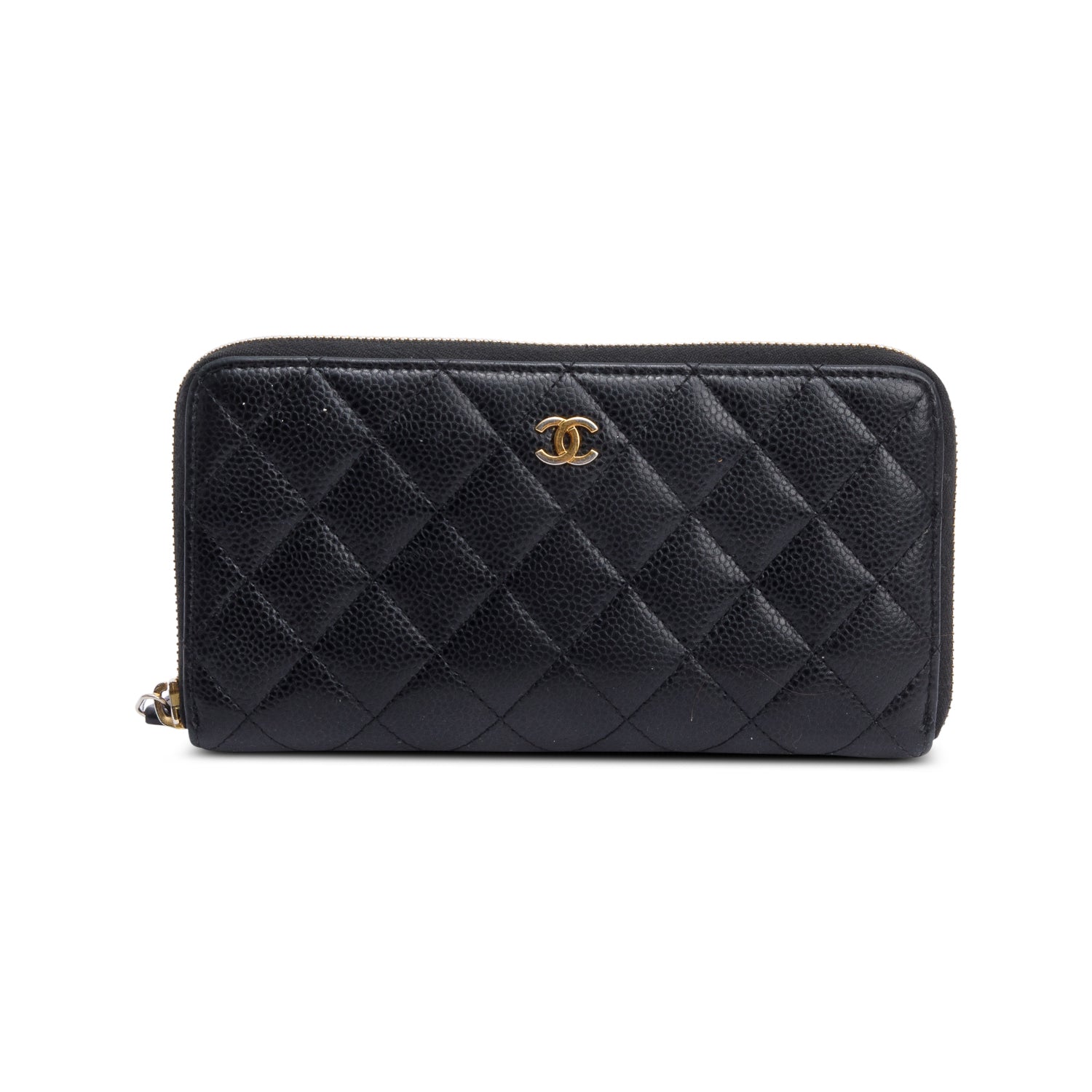Chanel Black Caviar Leather Classic Long Zipped Wallet w/ Authenticity Card
