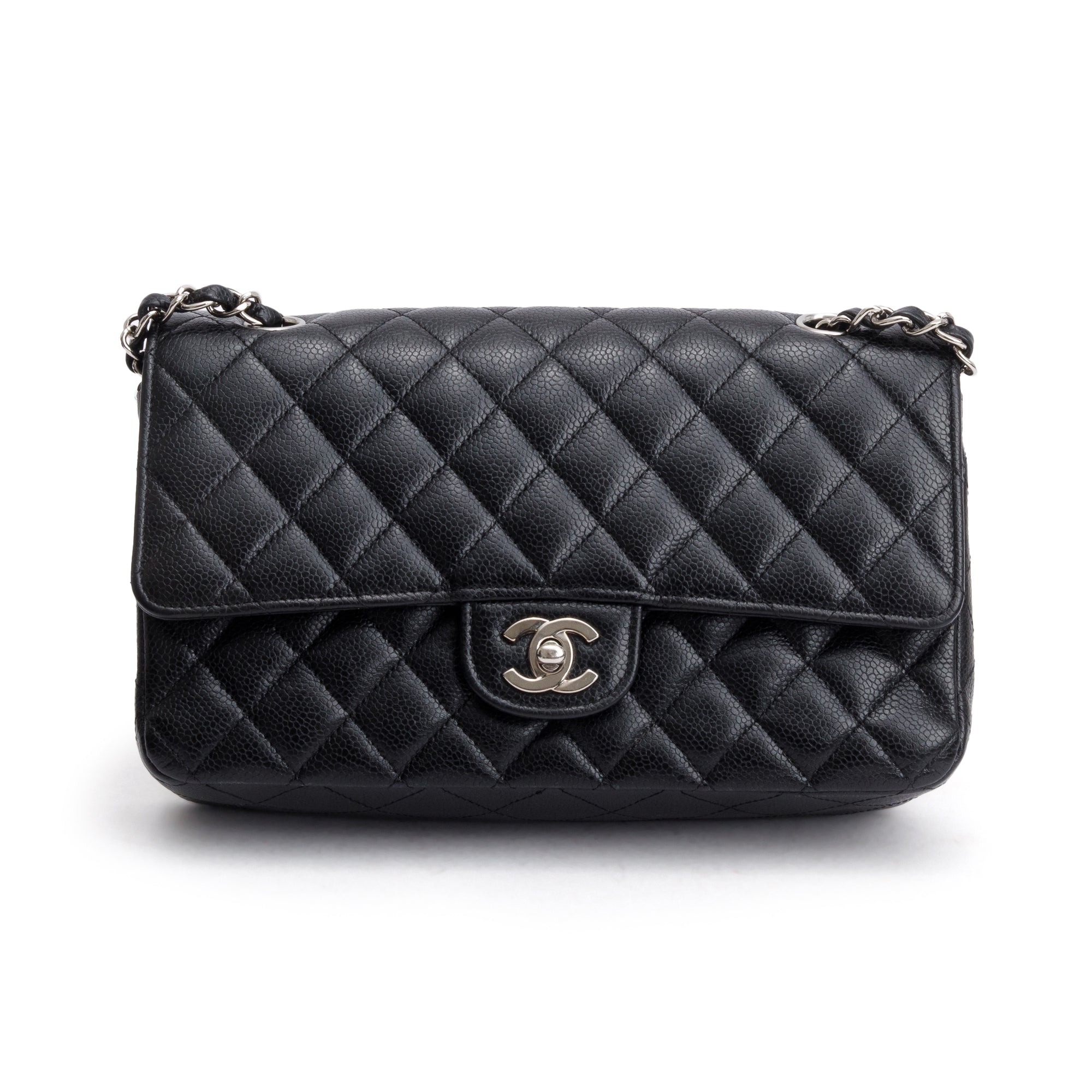 Chanel Black Caviar Leather Classic Medium Double Flap Bag