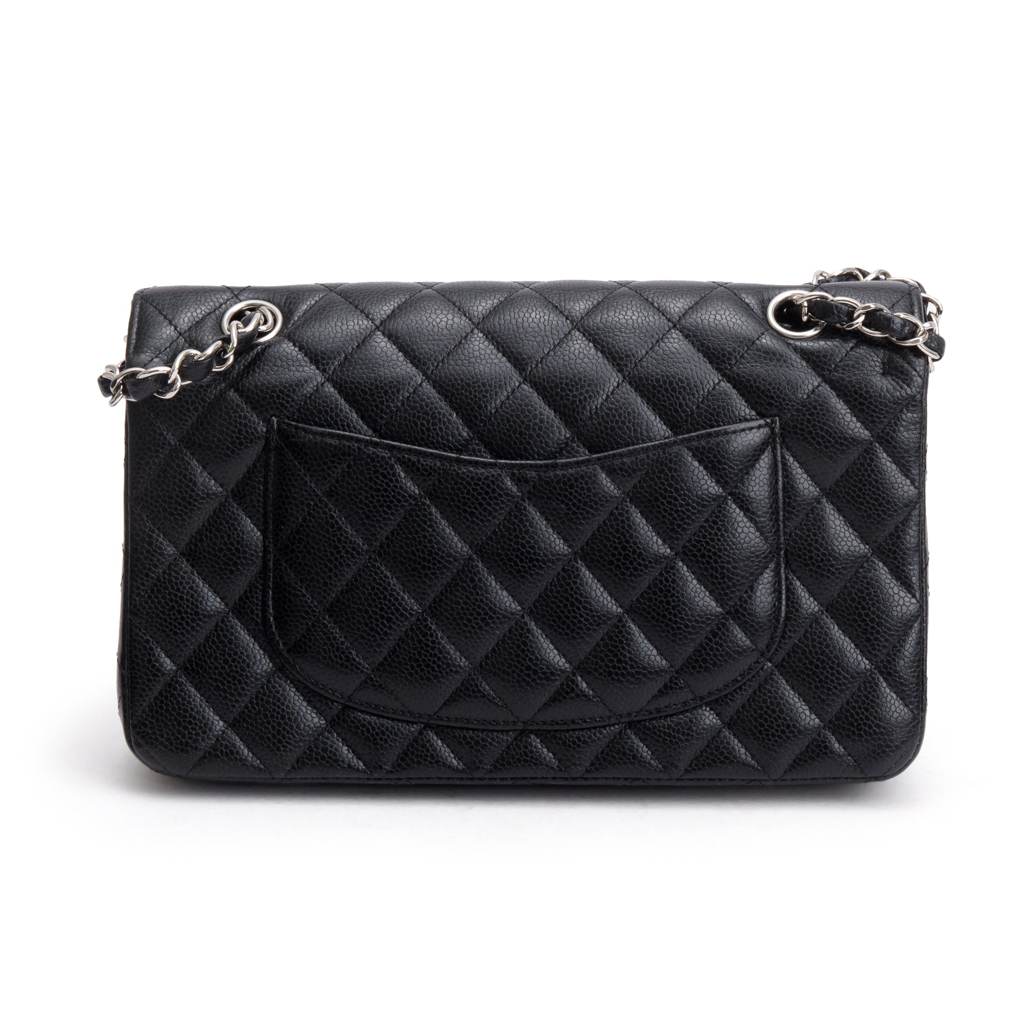 Chanel Black Caviar Leather Classic Medium Double Flap Bag