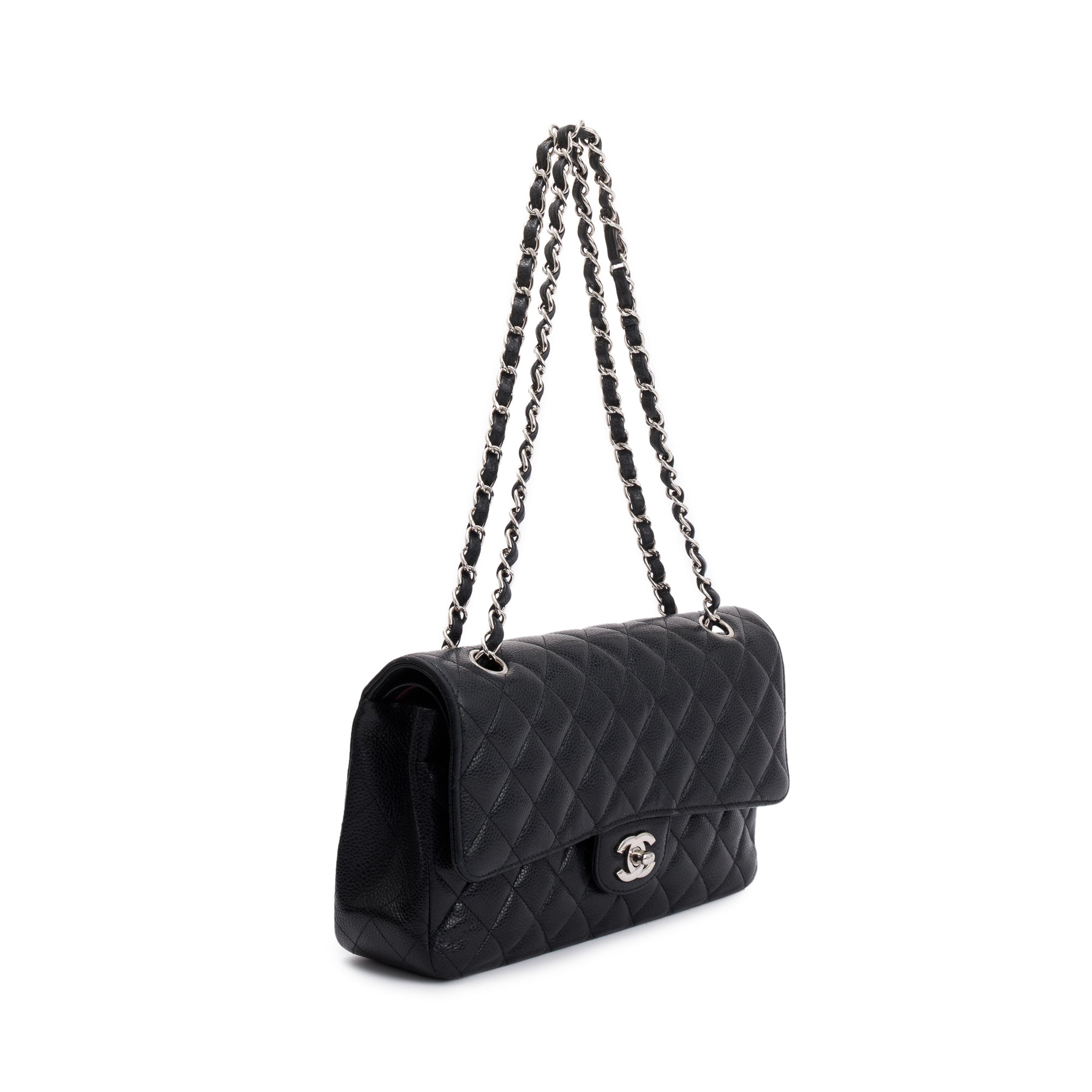 Chanel Black Caviar Leather Classic Medium Double Flap Bag w/ Box, Receipt & Authenticity Card