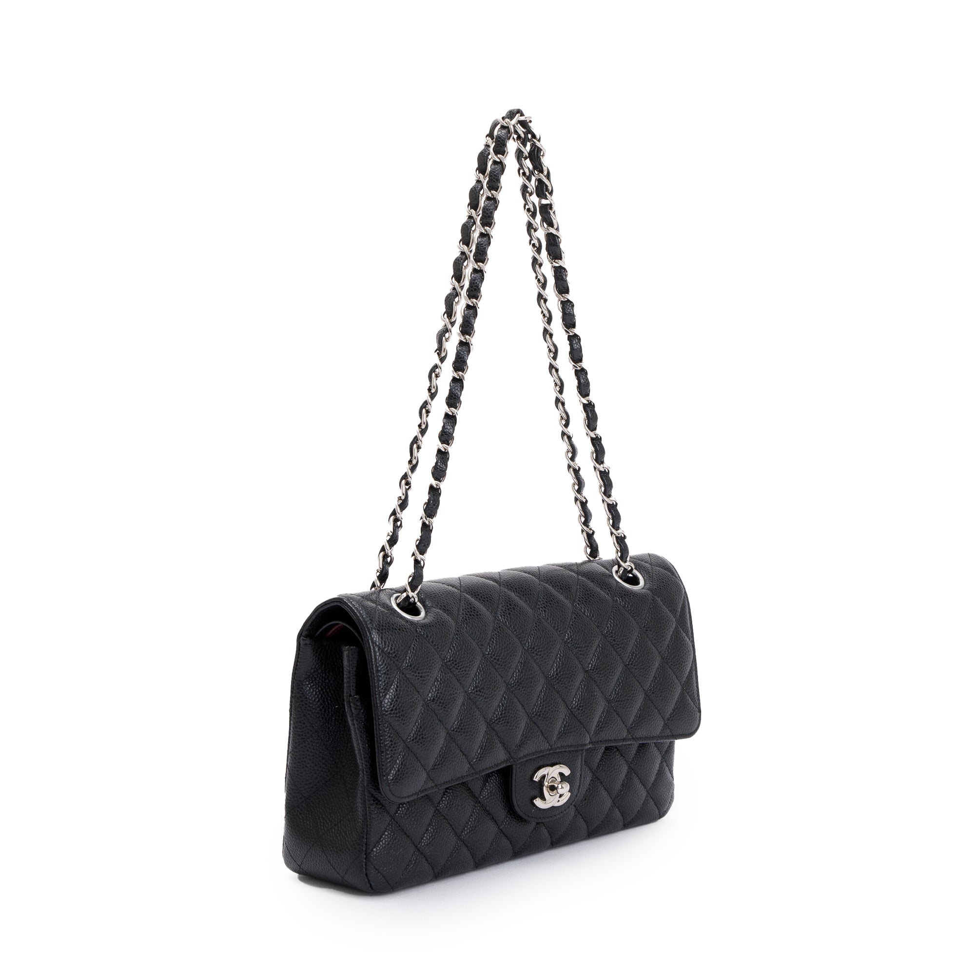 Chanel Black Caviar Leather Classic Medium Double Flap Bag w/ Box, Receipt & Authenticity Card