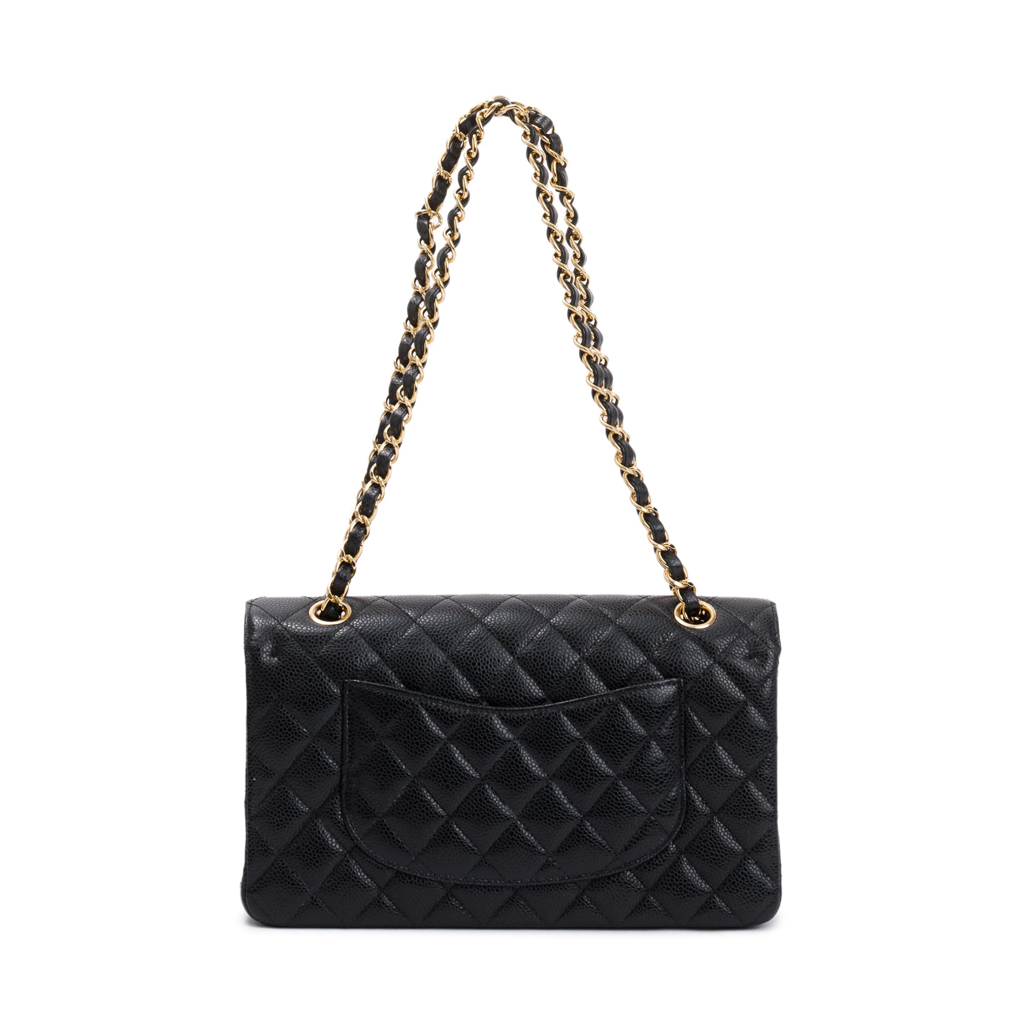 Chanel Black Caviar Leather Classic Medium Double Flap Bag w/ Receipt & Authenticity Card