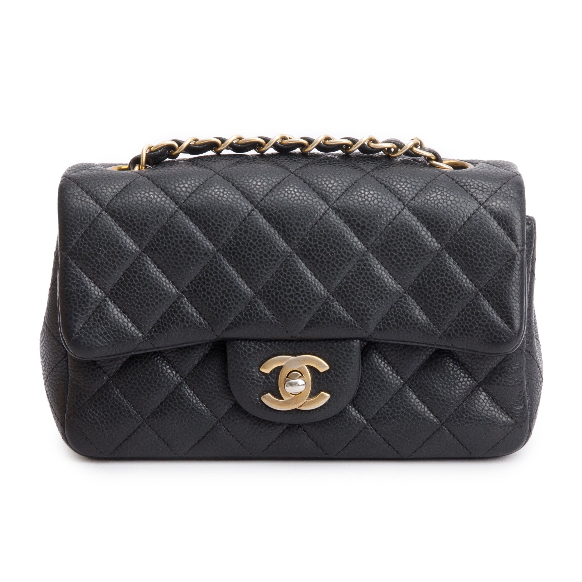 Chanel Black Caviar Leather Classic Mini Rectangular Flap Bag