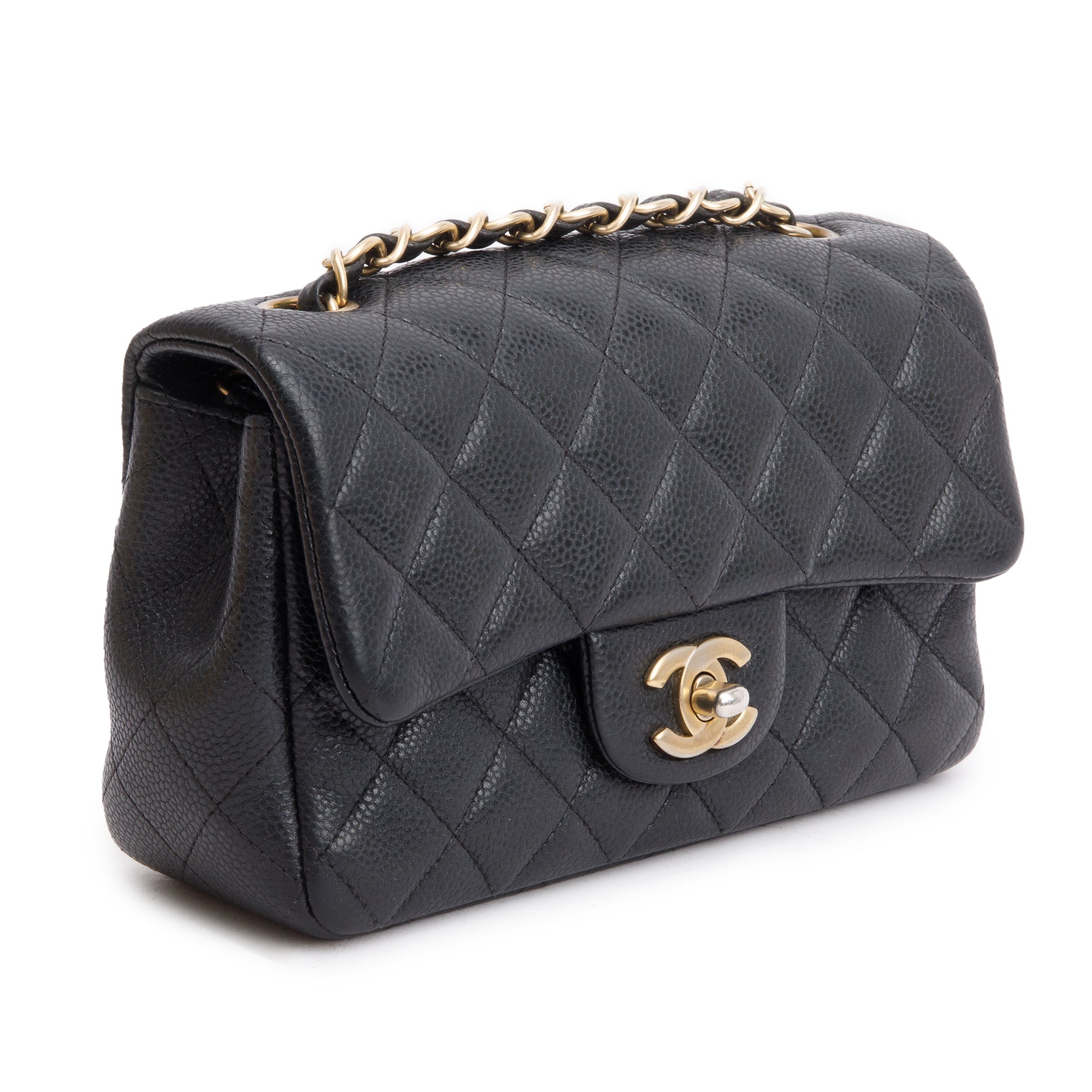 Chanel Black Caviar Leather Classic Mini Rectangular Flap Bag