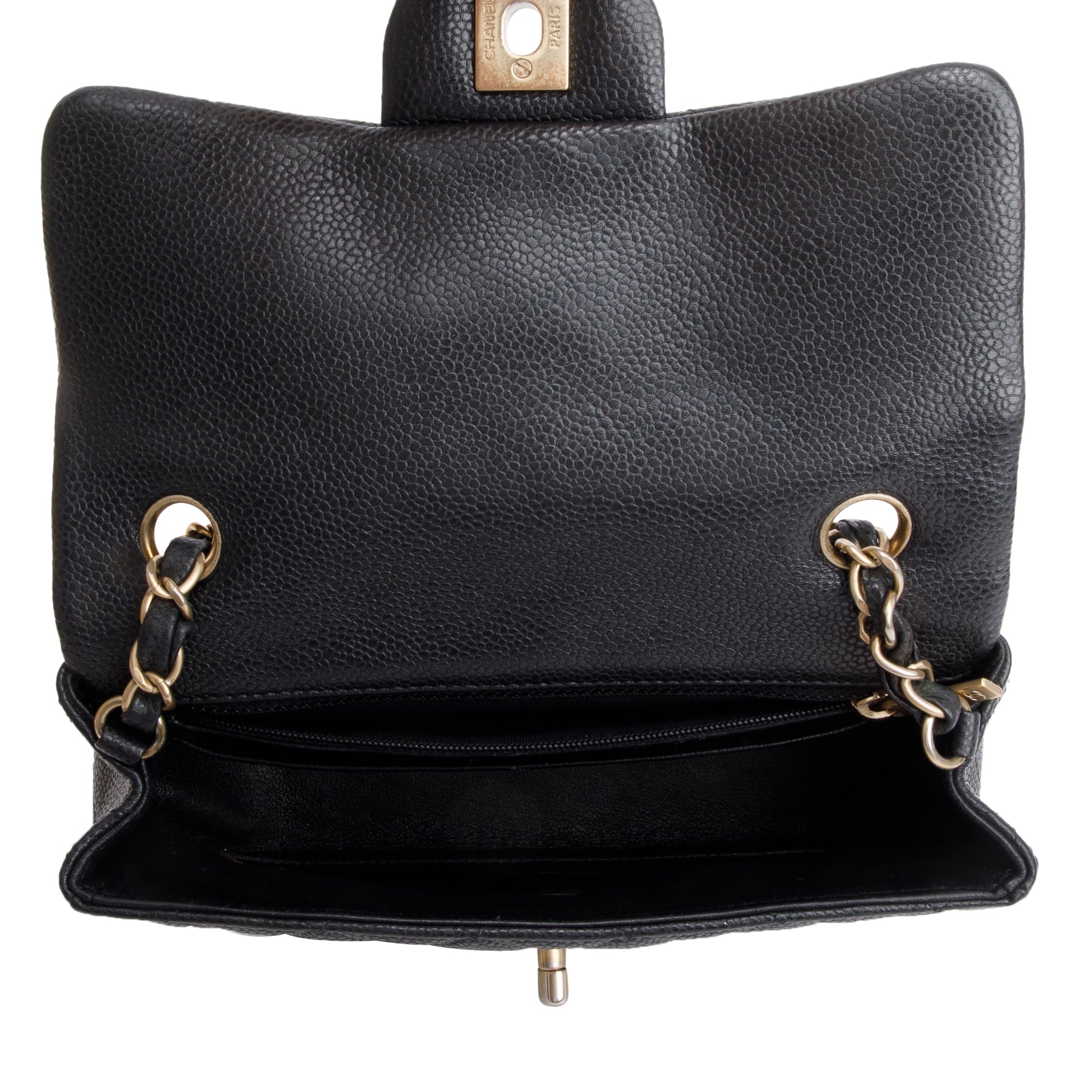 Chanel Black Caviar Leather Classic Mini Rectangular Flap Bag