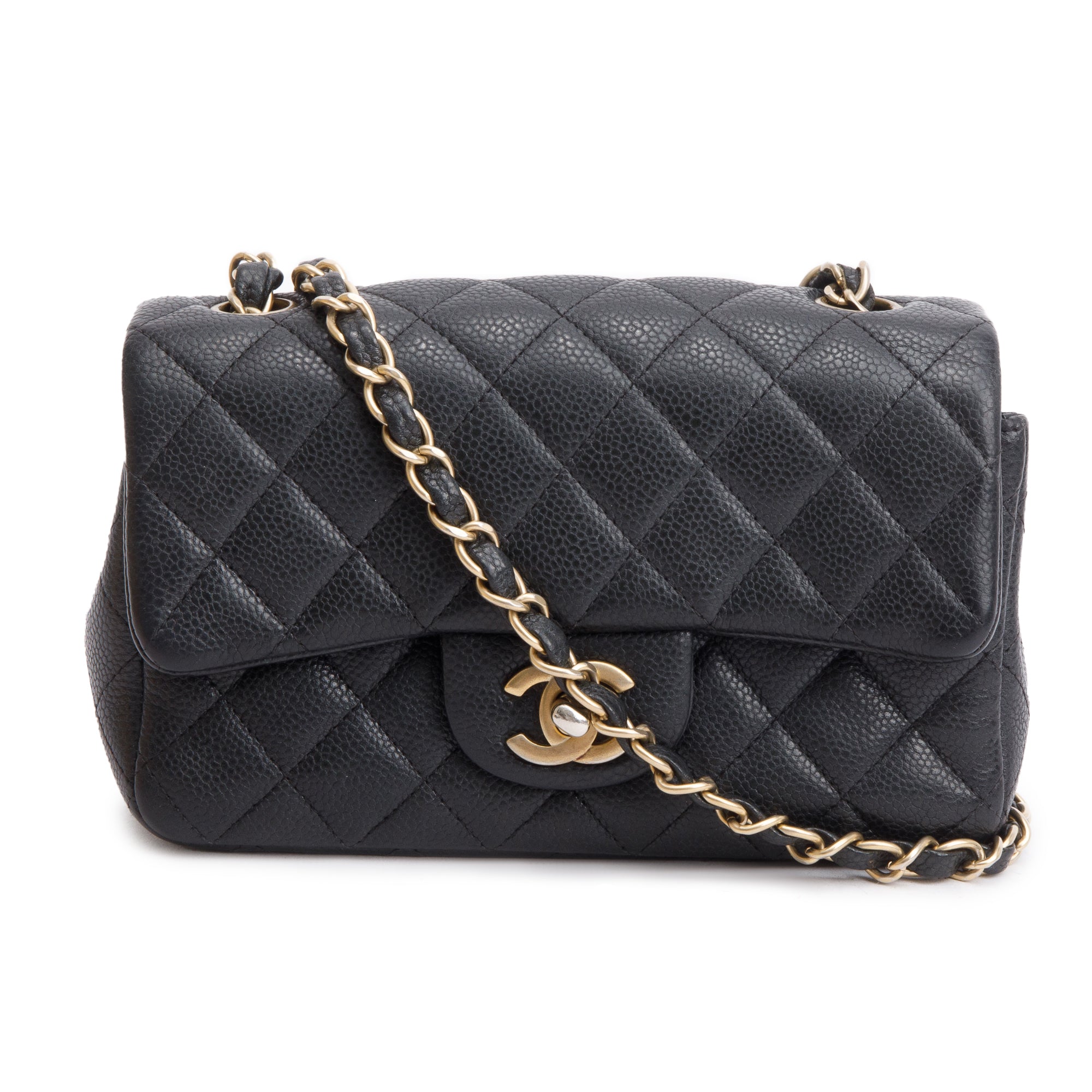 Chanel Black Caviar Leather Classic Mini Rectangular Flap Bag