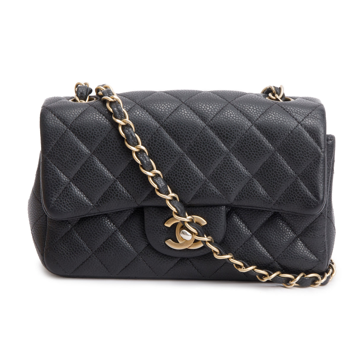 Chanel Black Caviar Leather Classic Mini Rectangular Flap Bag – OLIVER'S