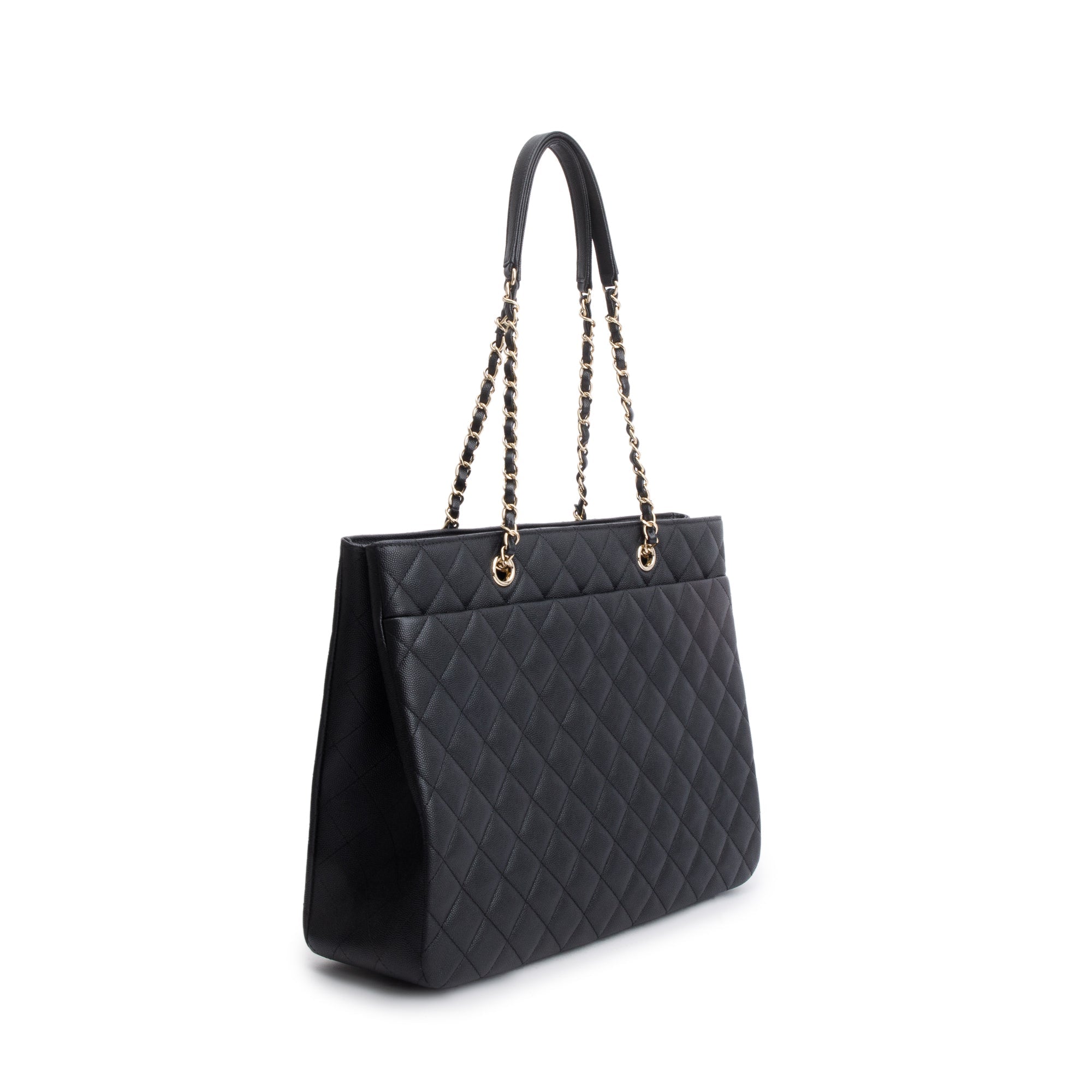 Chanel Black Caviar Leather Classic Timeless Large Shopping Tote w/ Receipt & Authenticity Card