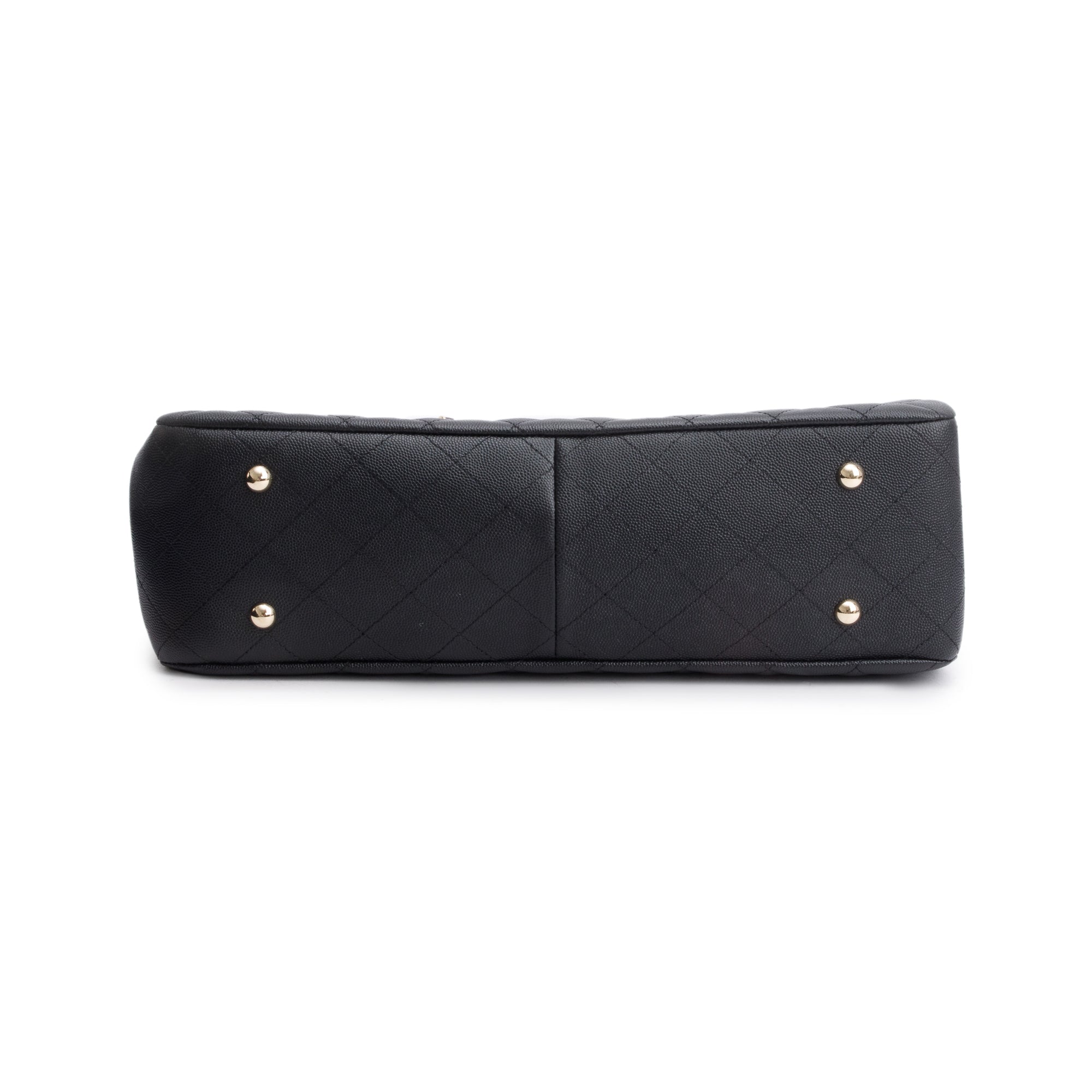 Chanel Black Caviar Leather Classic Timeless Large Shopping Tote w/ Receipt & Authenticity Card