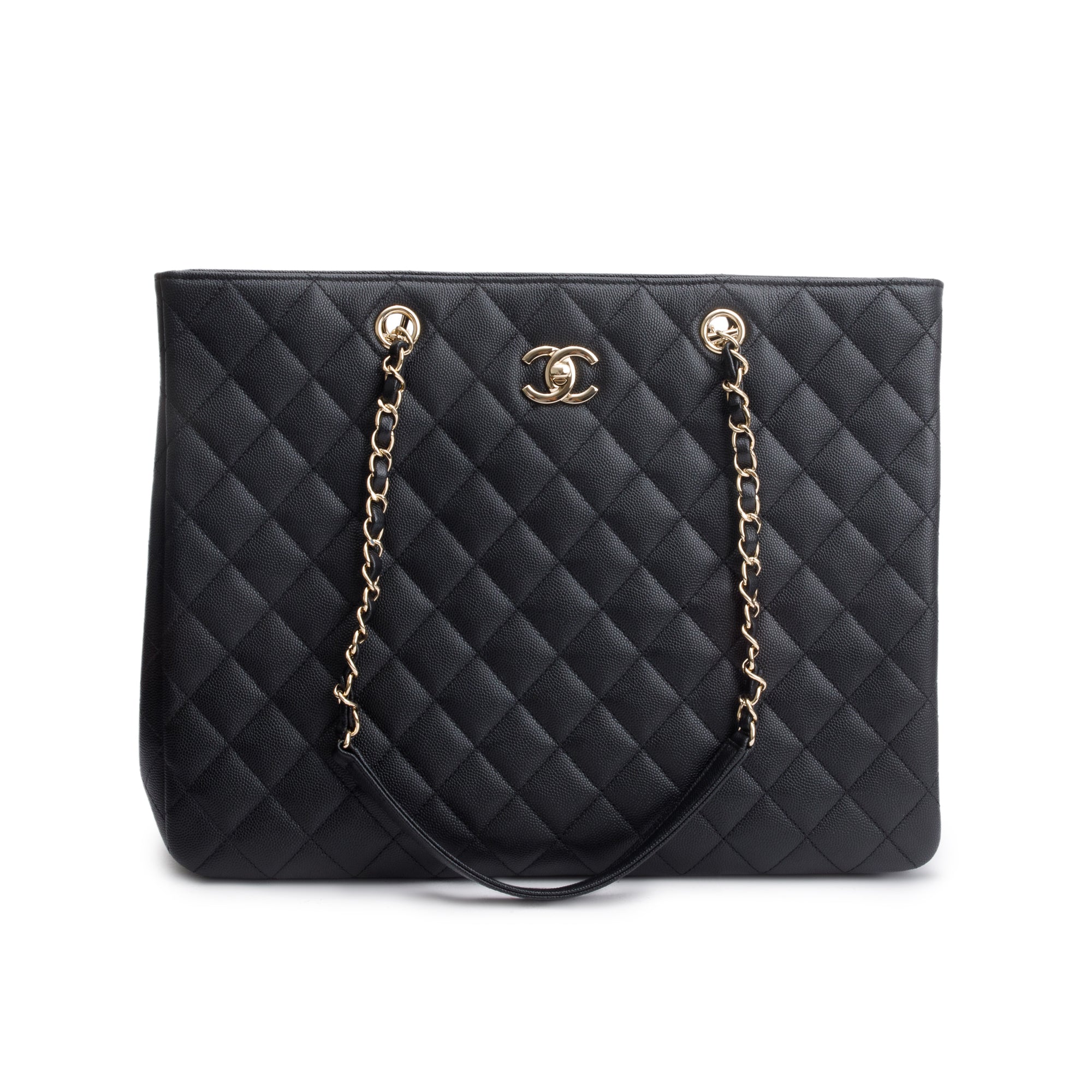 Chanel Black Caviar Leather Classic Timeless Large Shopping Tote w/ Receipt & Authenticity Card