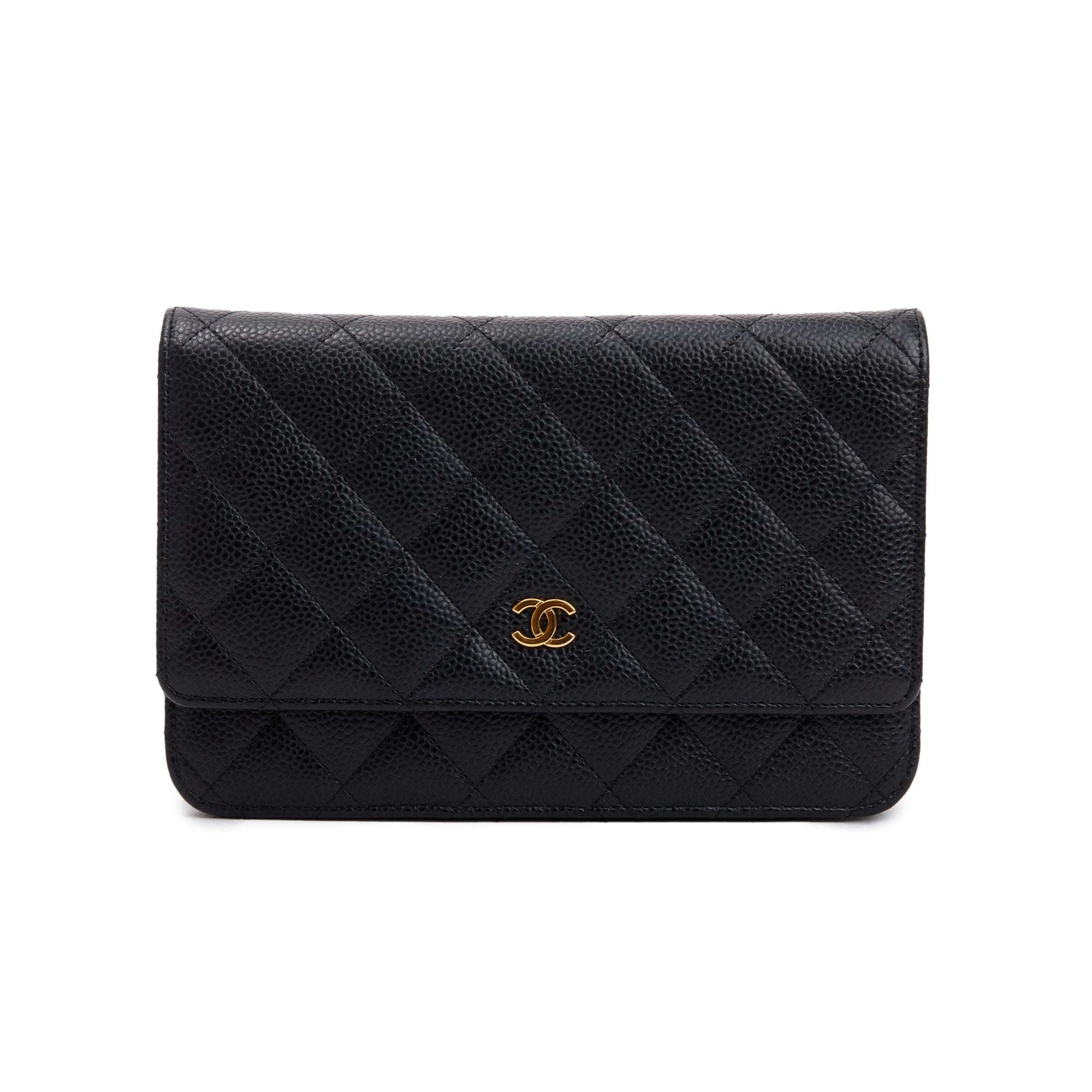 Chanel Black Caviar Leather Classic Wallet on Chain w/ Box & Authenticity Card