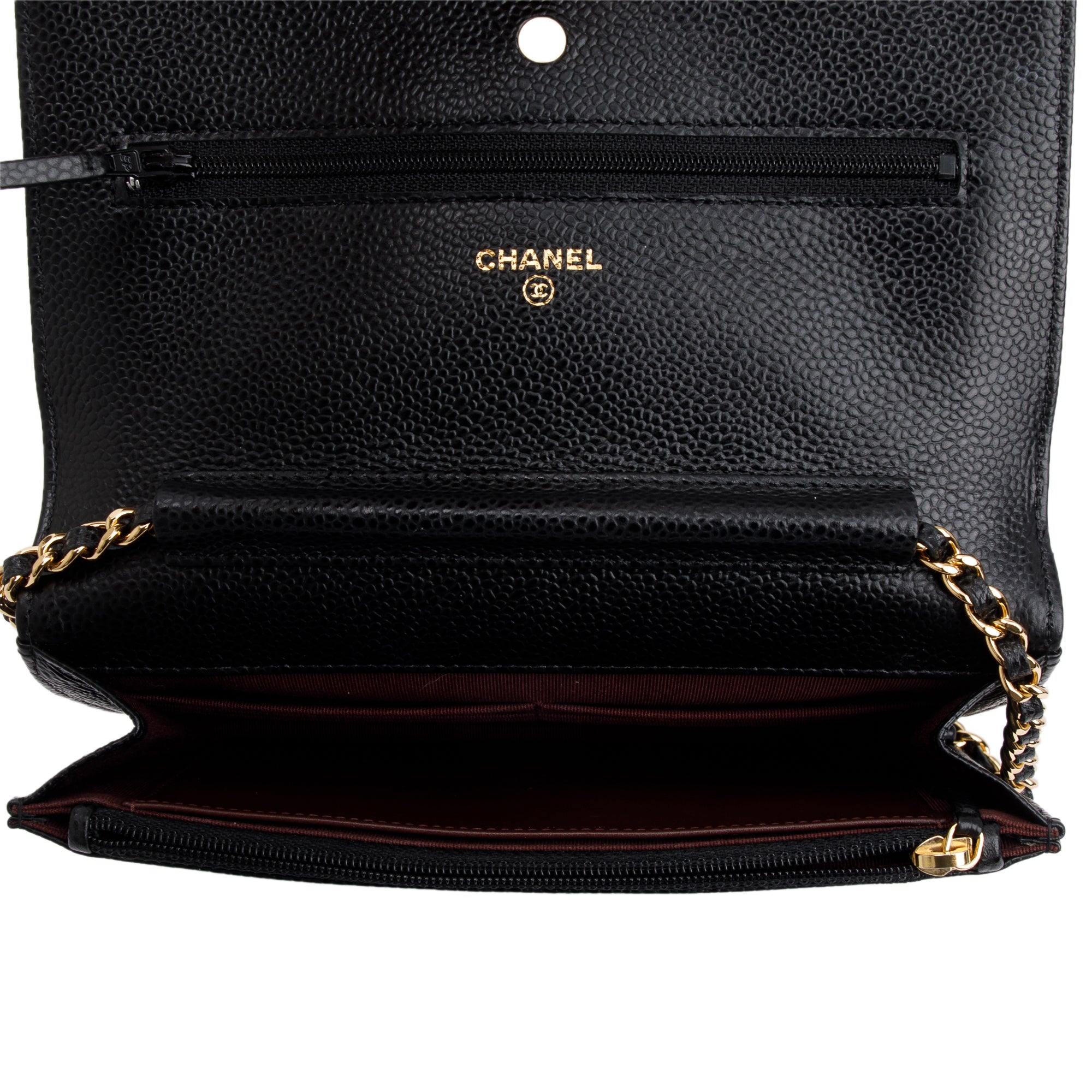Chanel Black Caviar Leather Classic Wallet on Chain w/ Box & Authenticity Card
