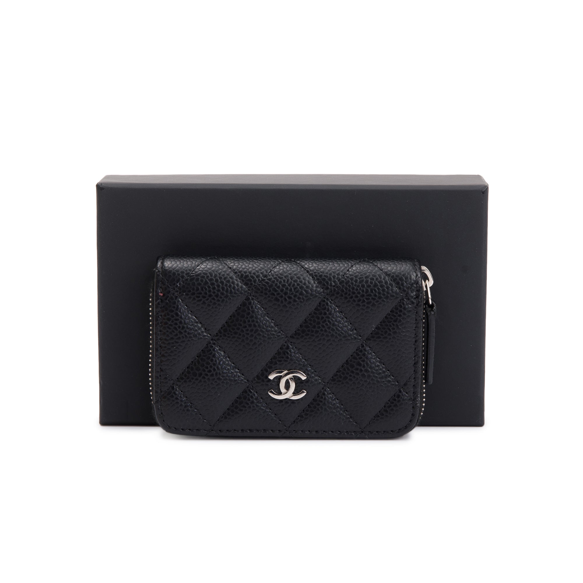 Chanel Black Caviar Leather Classic Zipped Coin Purse w/ Box & Authenticity Card