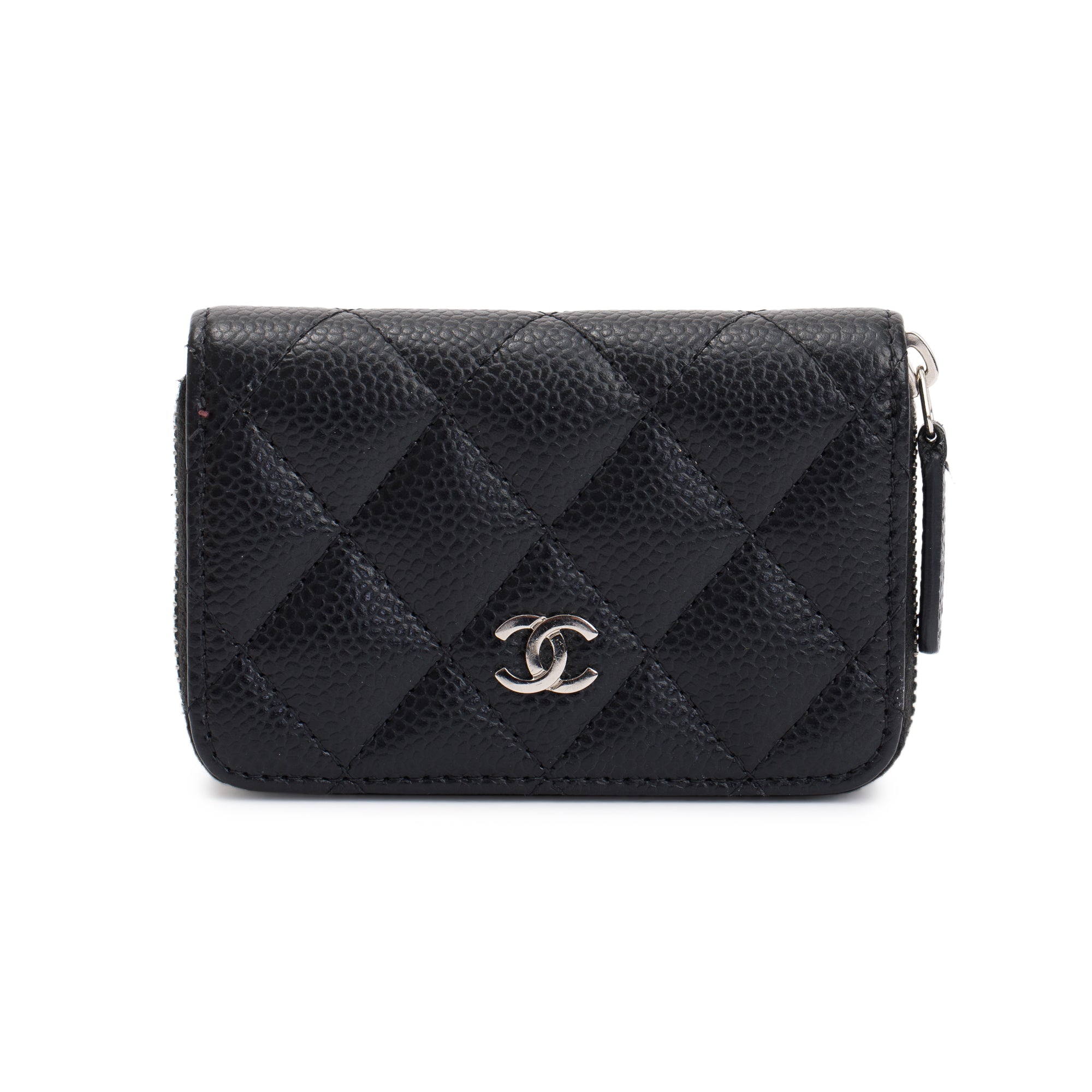 Chanel Black Caviar Leather Classic Zipped Coin Purse w/ Box & Authenticity Card