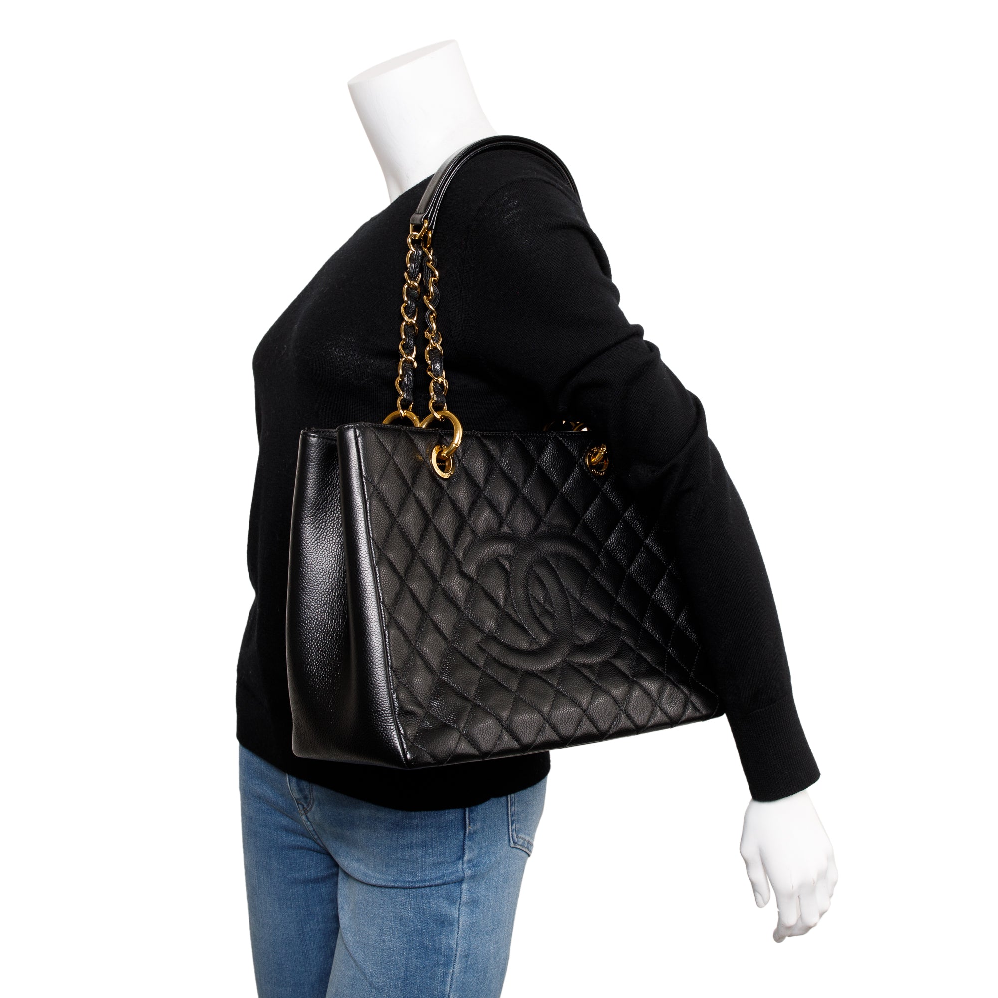 Chanel Black Caviar Leather Grand Shopping Tote (GST)