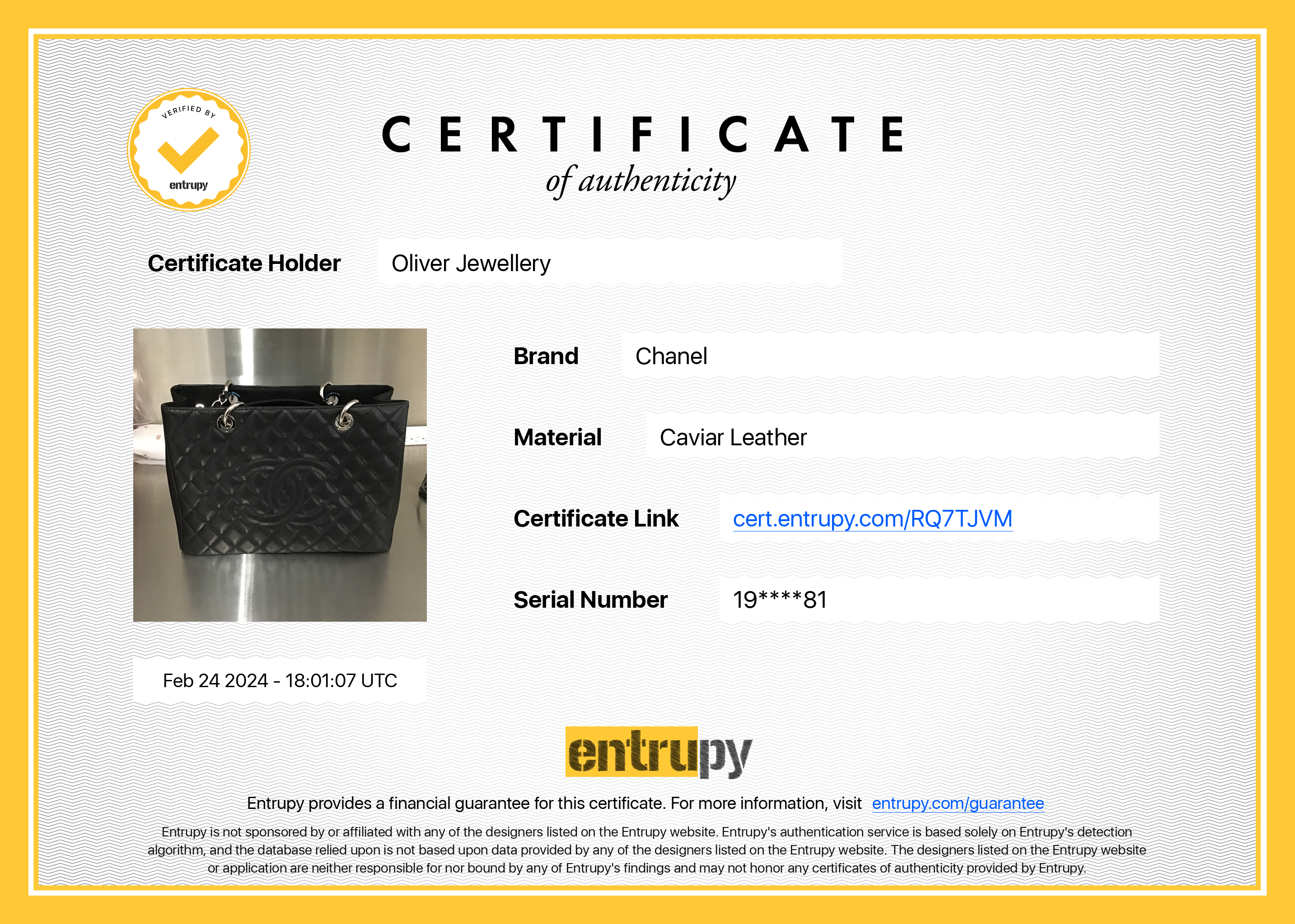 Chanel Black Caviar Leather Grand Shopping Tote (GST) w/ Authentcity Card