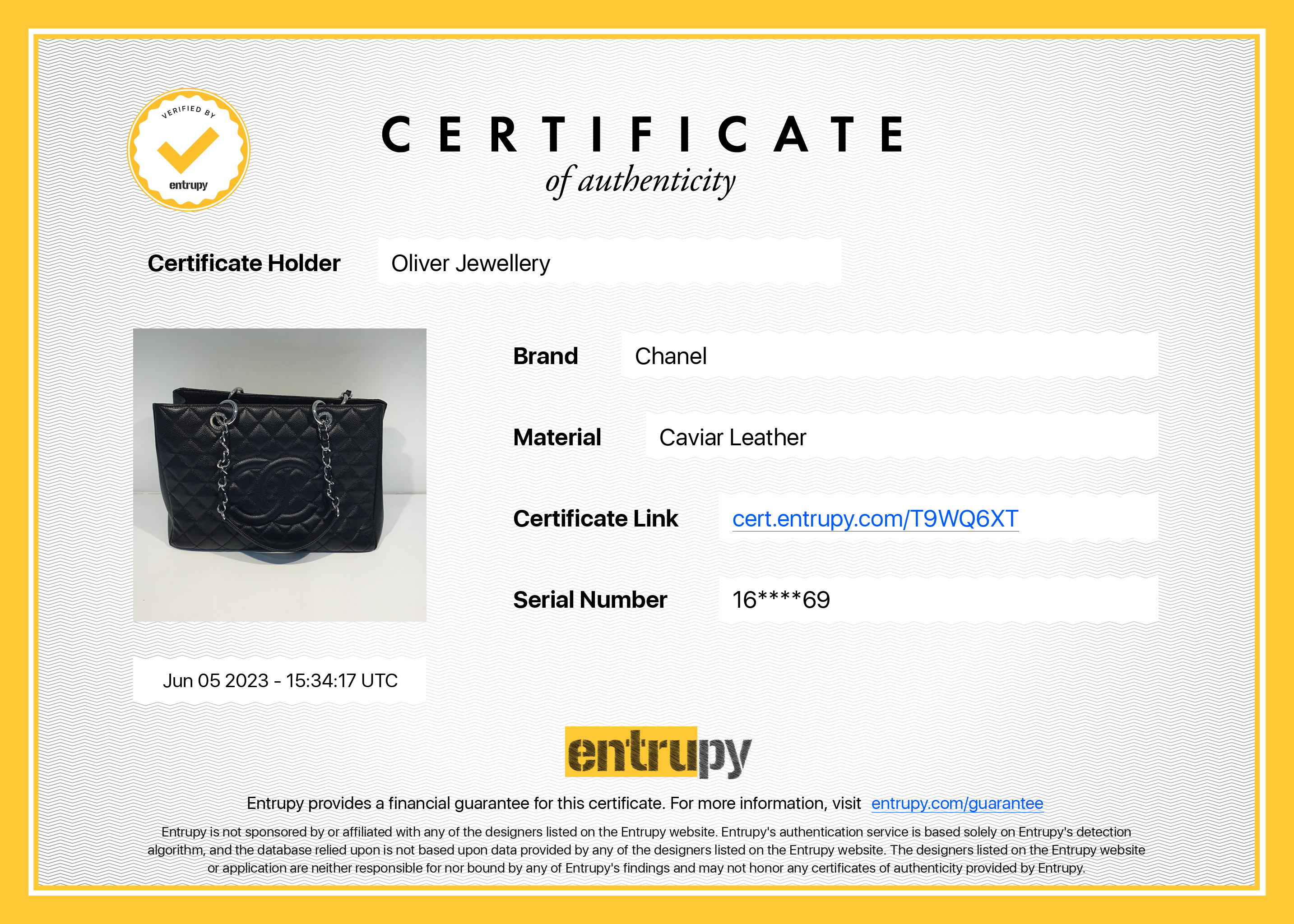 Chanel Black Caviar Leather Grand Shopping Tote (GST) w/ Authenticity Card