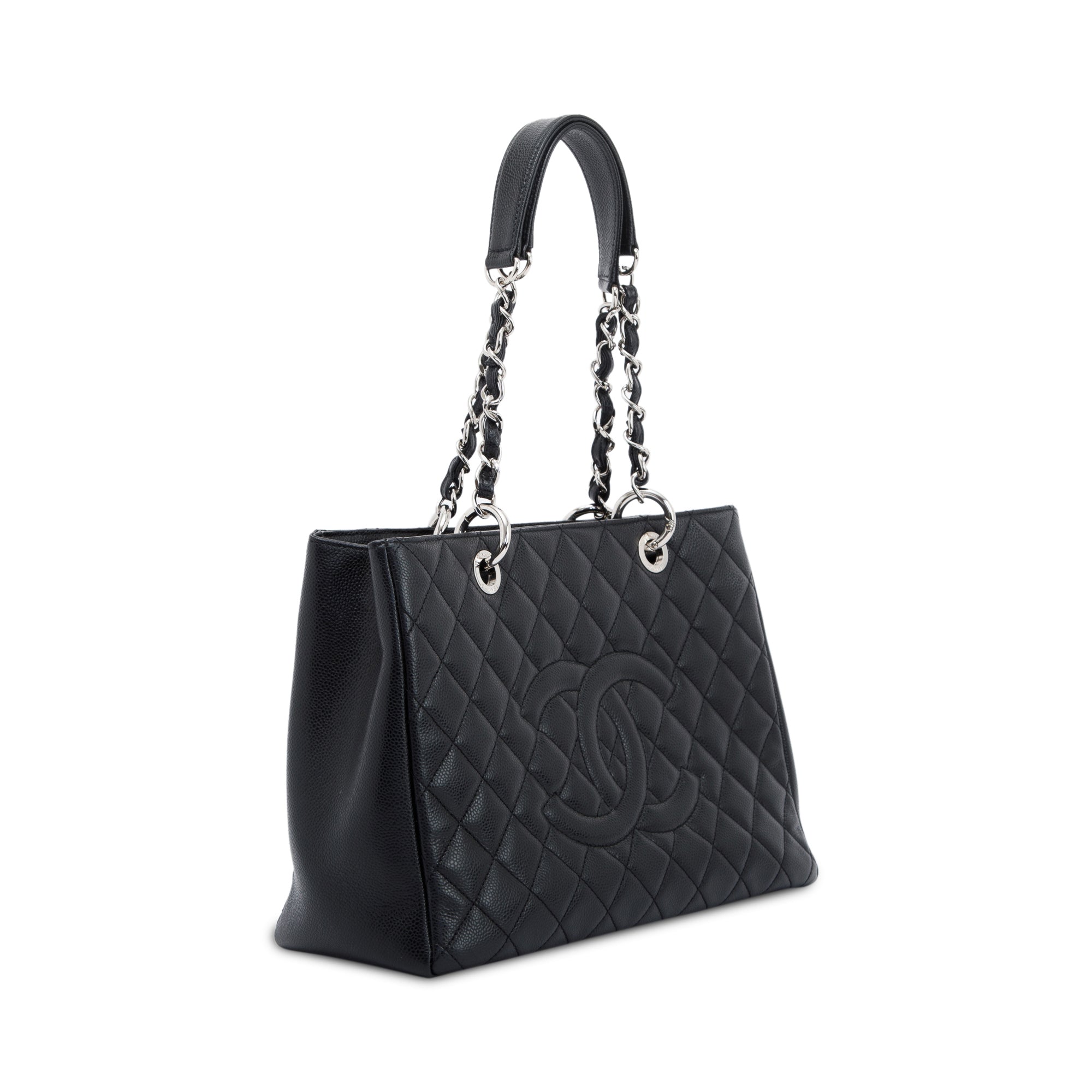 Chanel Black Caviar Leather Grand Shopping Tote (GST) w/ Authenticity Card