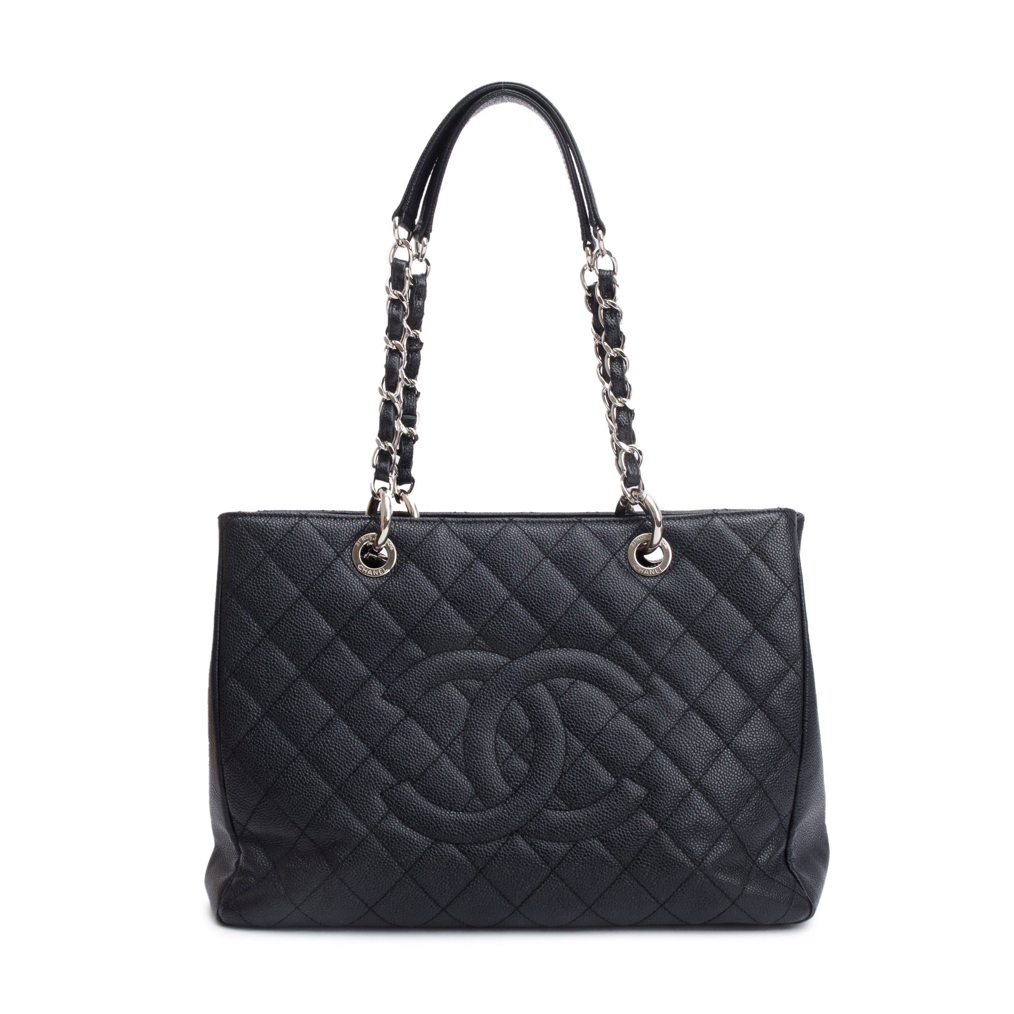 Chanel Black Caviar Leather Grand Shopping Tote (GST) w/ Authenticity Card