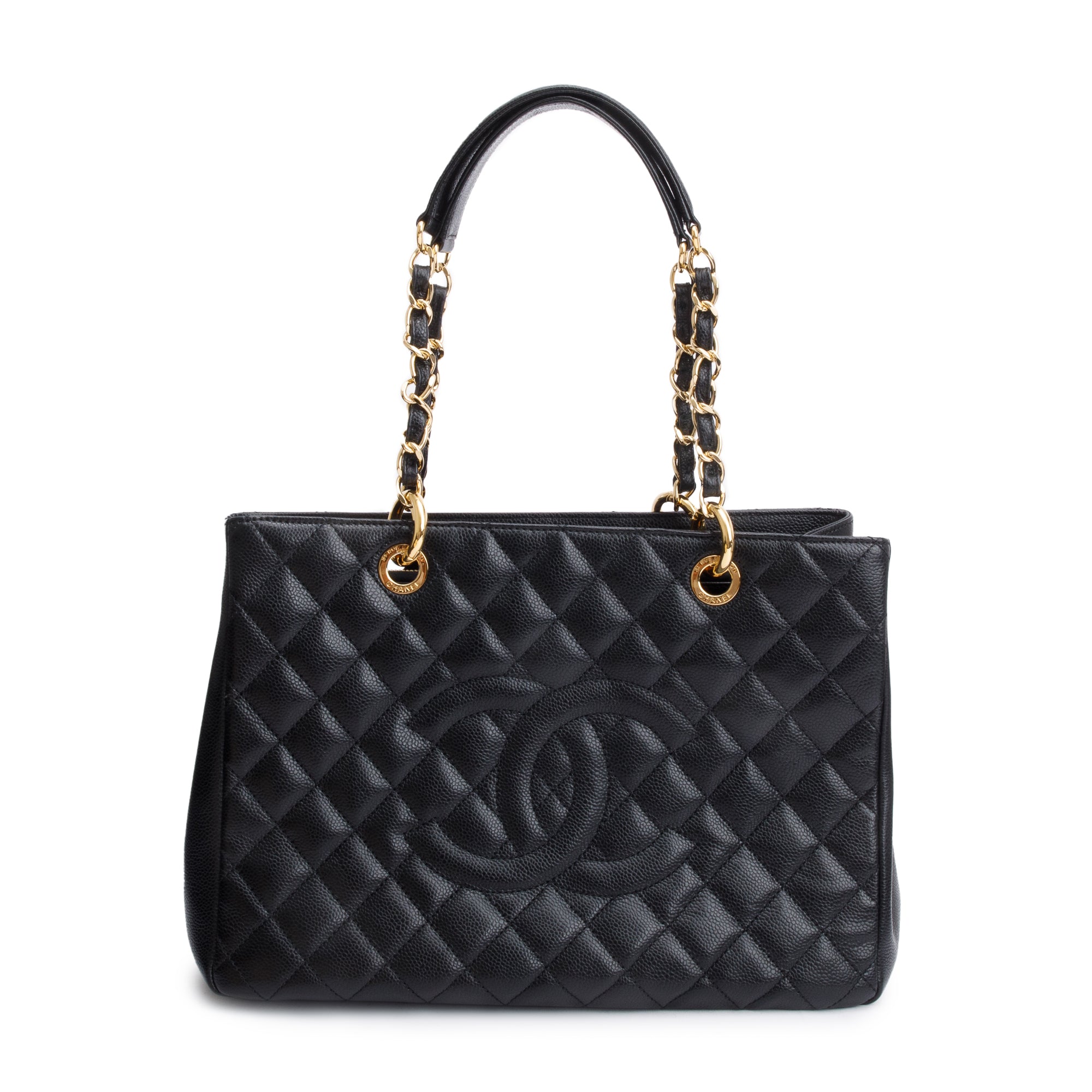 Chanel Black Caviar Leather Grand Shopping Tote (GST) w/ Authenticity Card