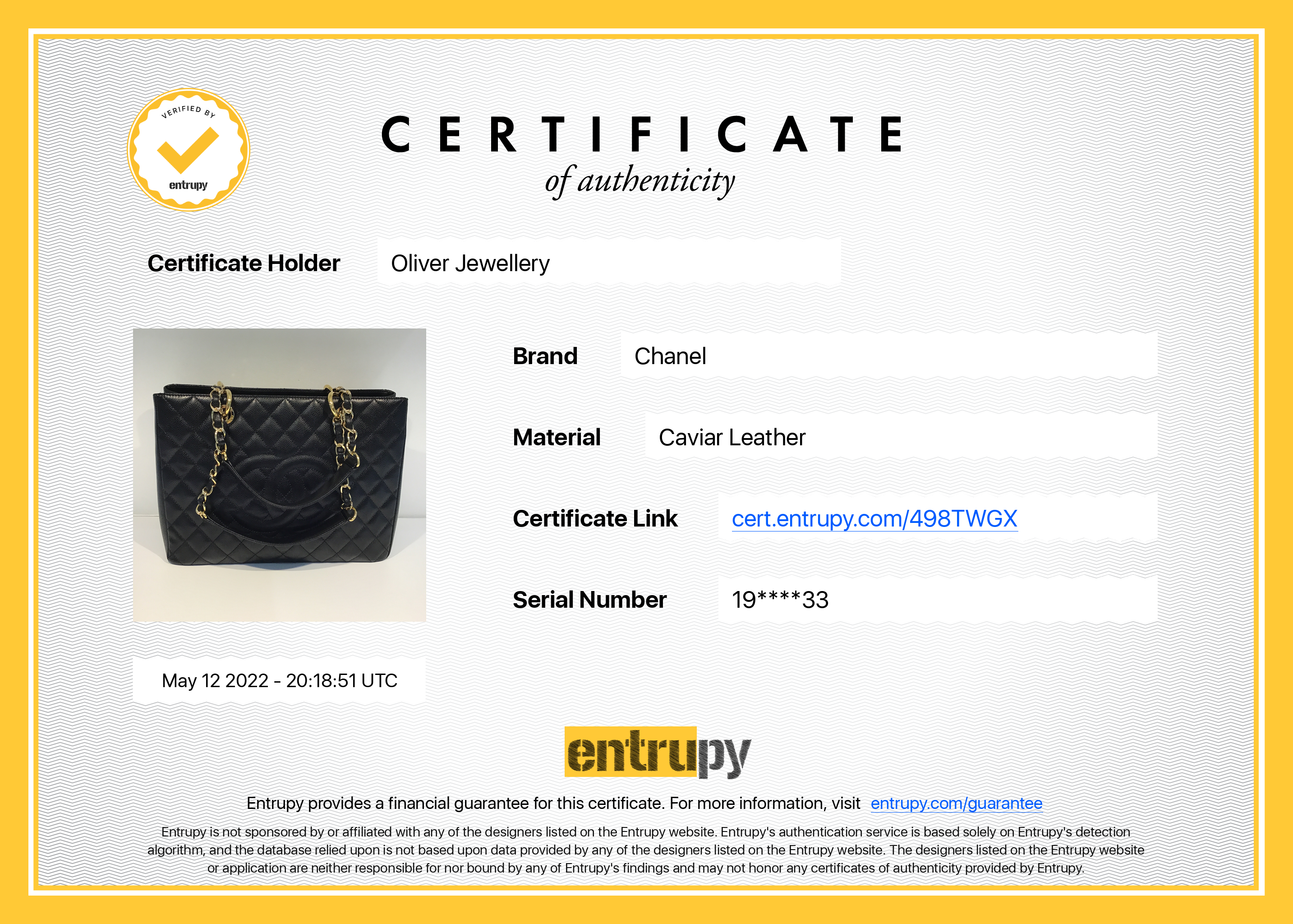 Chanel Black Caviar Leather Grand Shopping Tote (GST) w/ Box & Authenticity Card