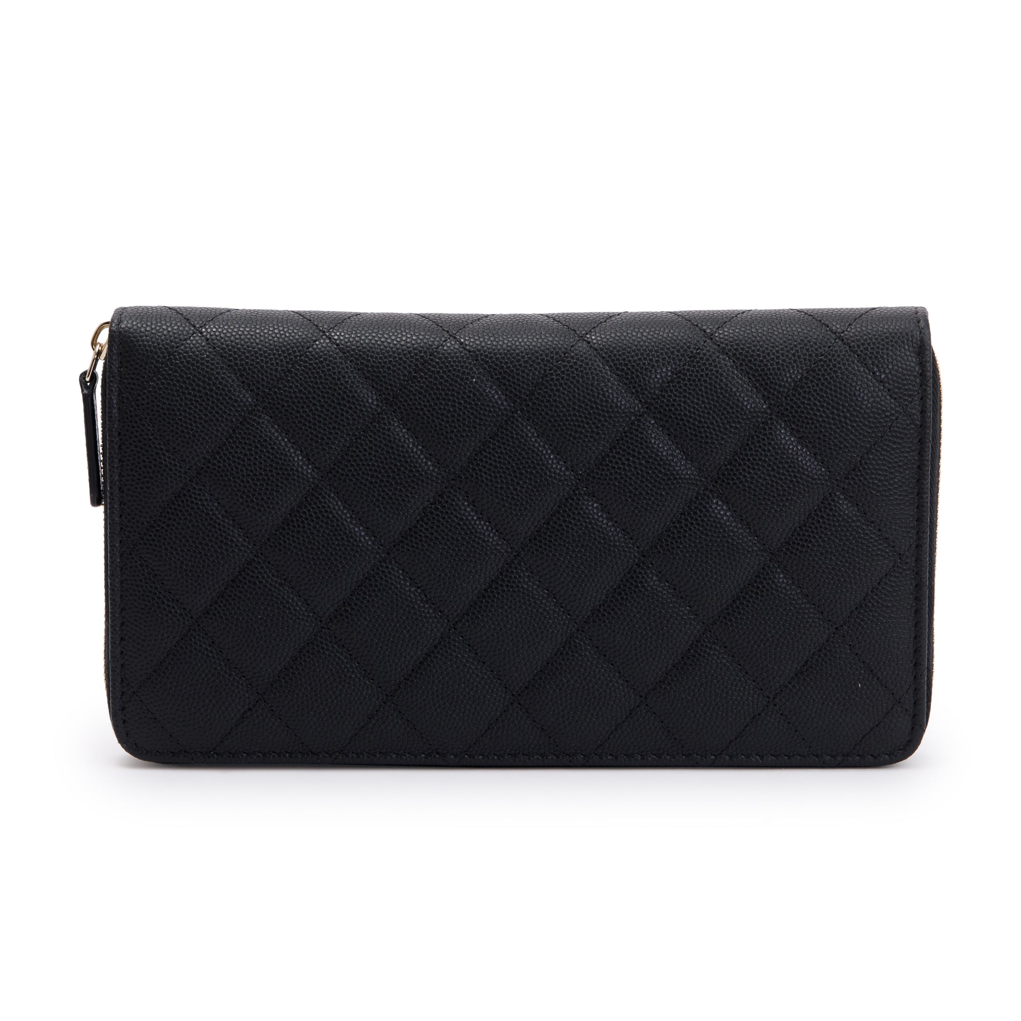 Chanel Black Caviar Leather Large Zip Around Organizer Wallet w/ Box & Authenticity Card
