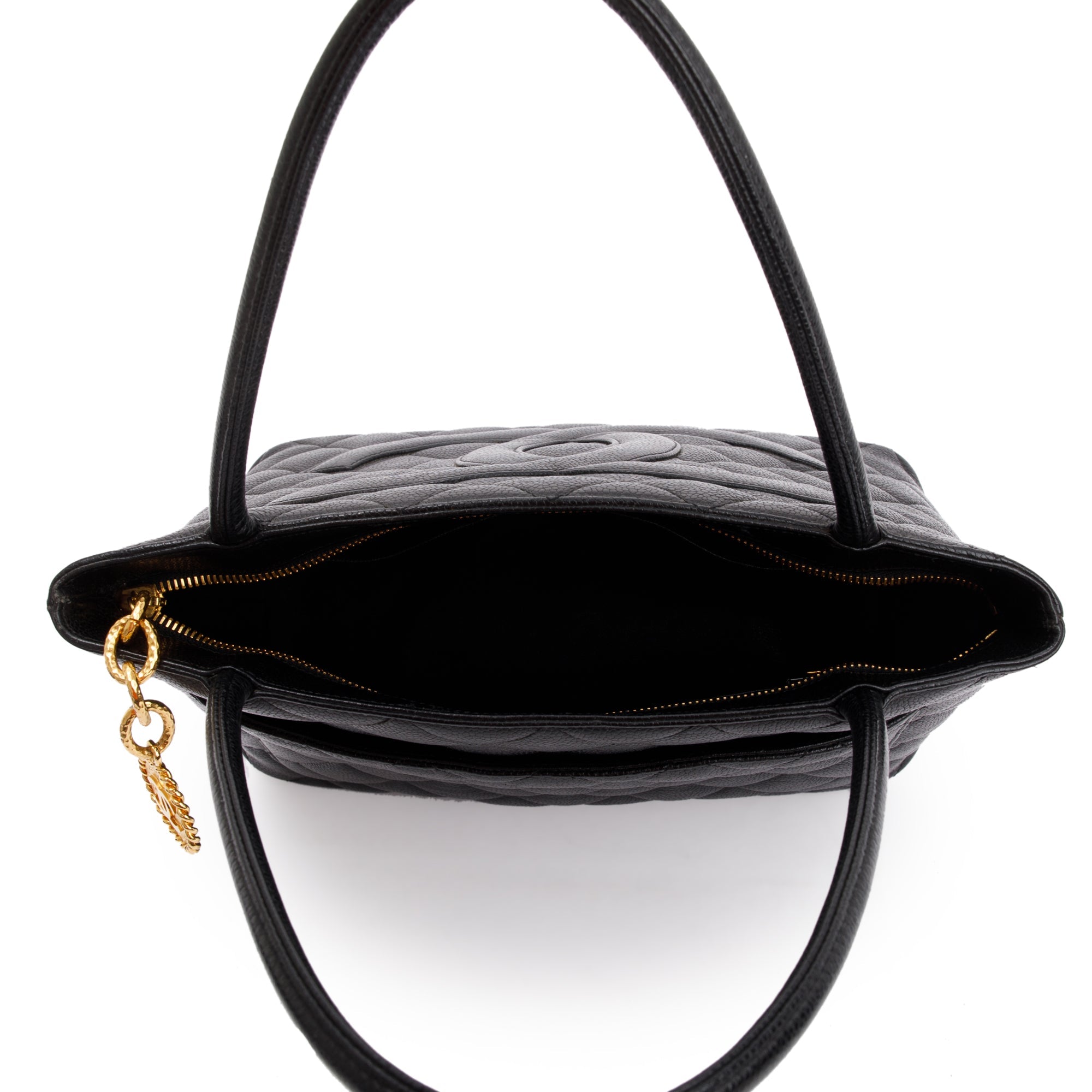 Chanel Black Caviar Leather Medallion Tote w/ Authenticity Card