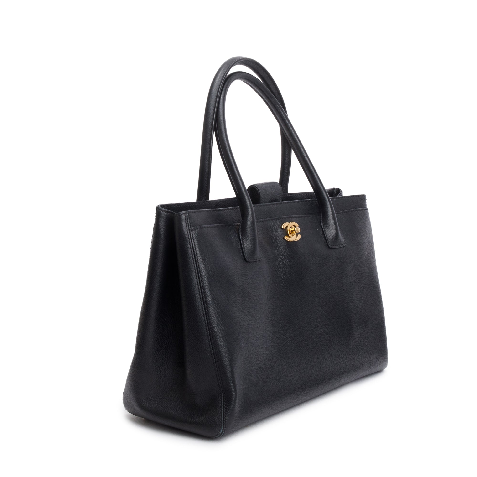 Chanel Black Caviar Leather Medium Executive Cerf Tote w/ Pouch & Strap