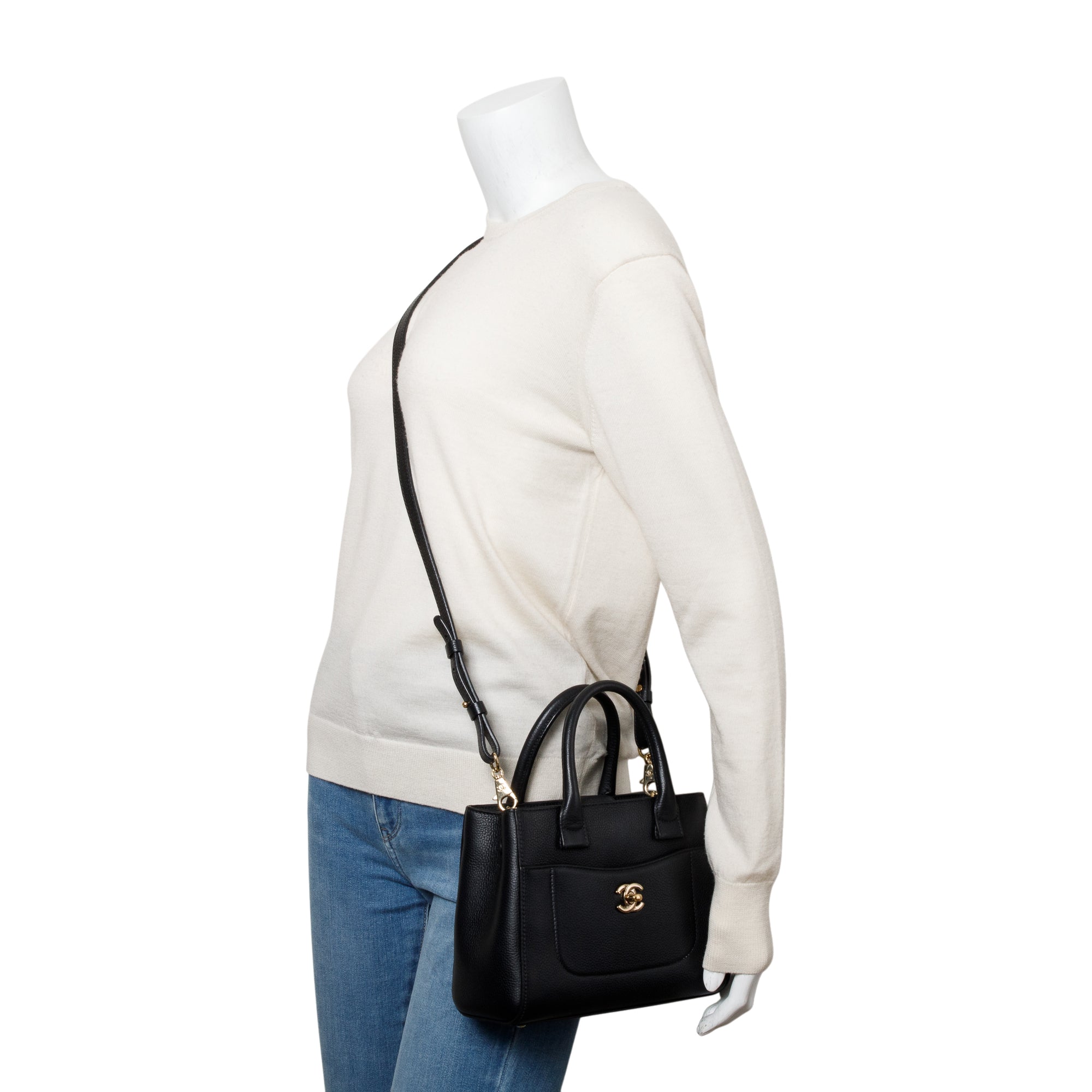 Chanel Black Caviar Leather Mini Neo Executive Tote w/ Strap & Authenticity Card