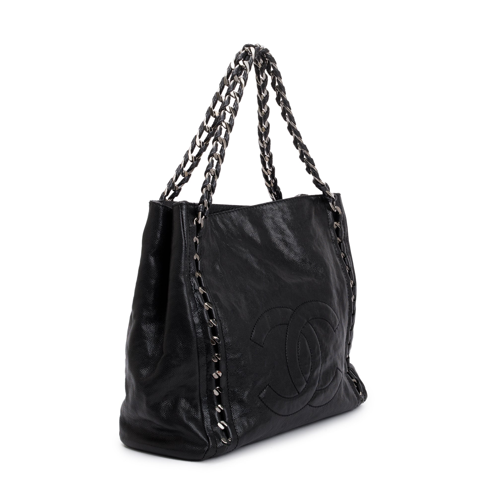 Chanel Black Caviar Leather Modern Chain Tote
