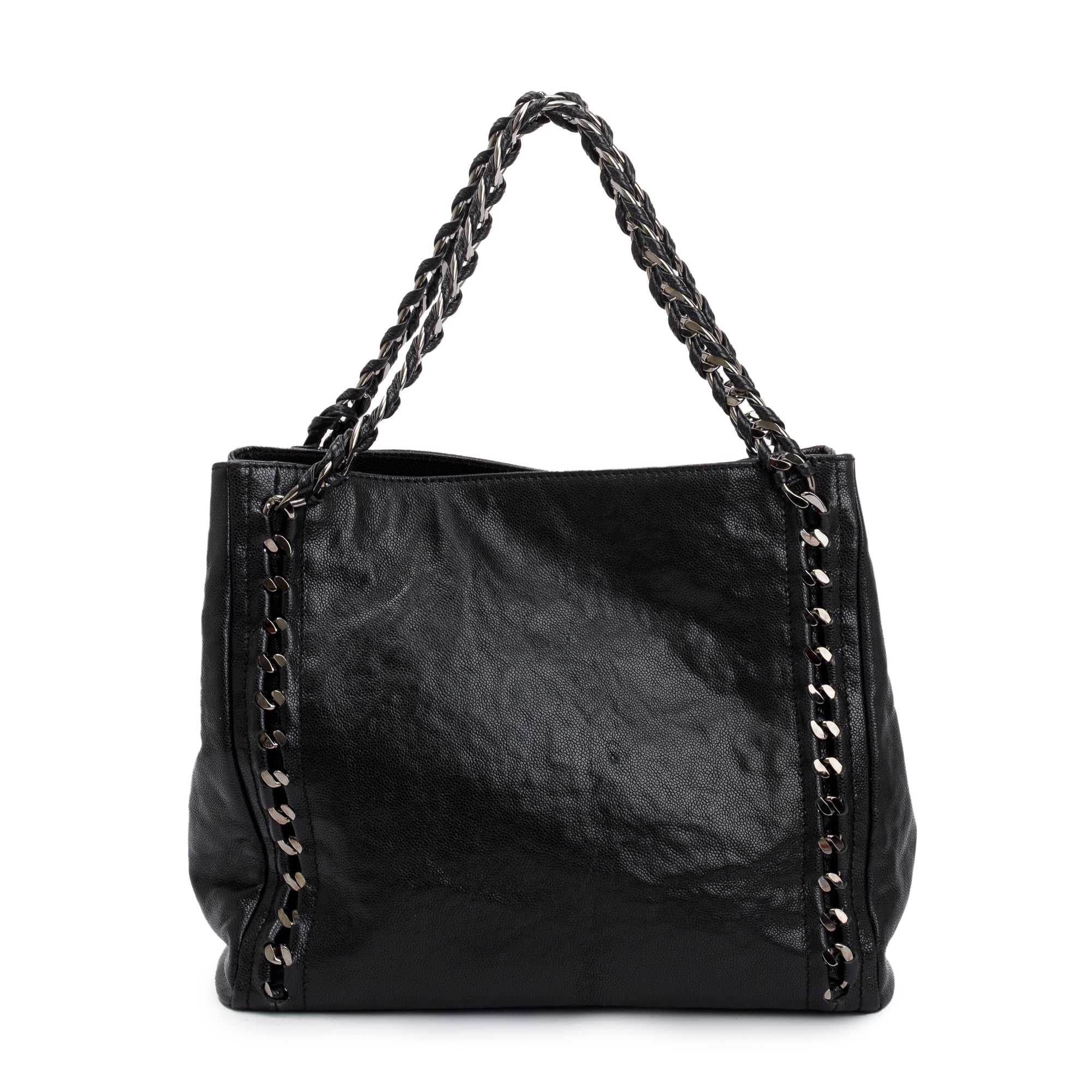 Chanel Black Caviar Leather Modern Chain Tote