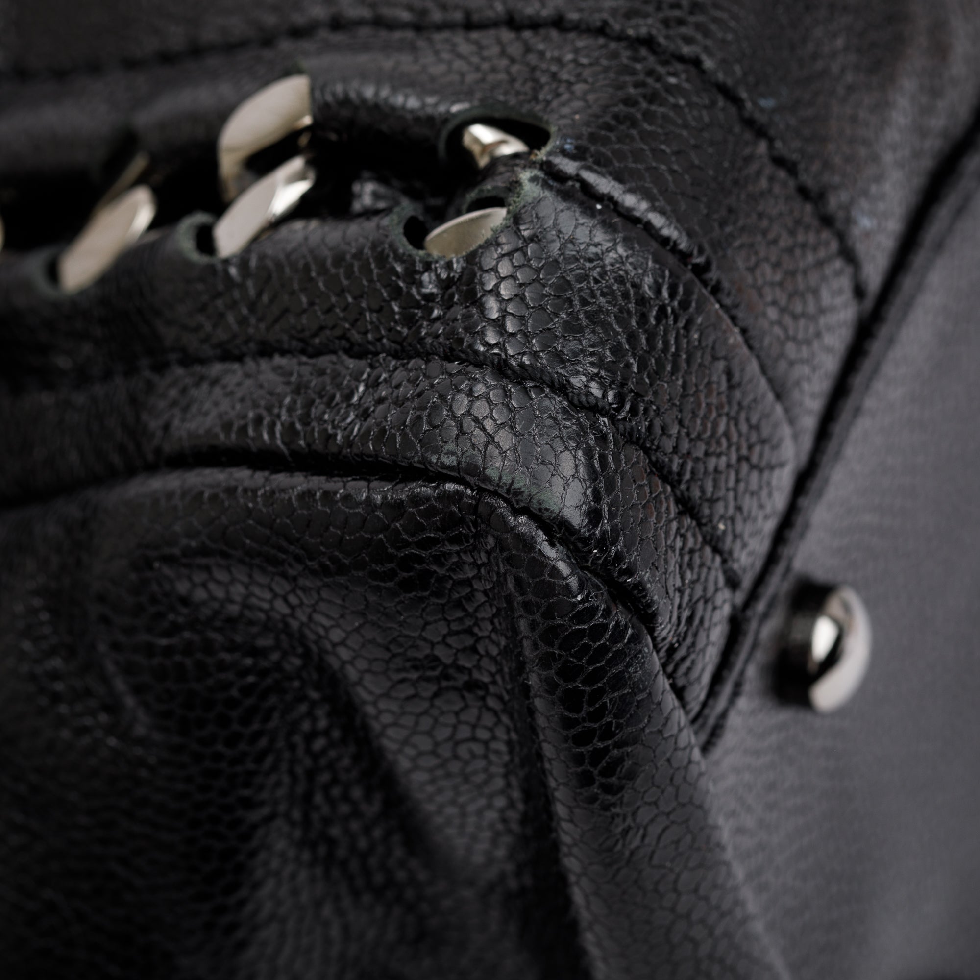 Chanel Black Caviar Leather Modern Chain Tote