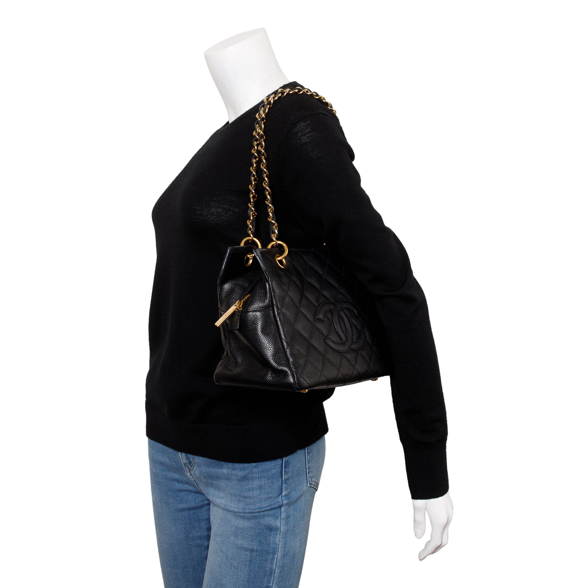 Chanel Black Caviar Leather Petite Timeless Tote w/ Box & Authenticity Card