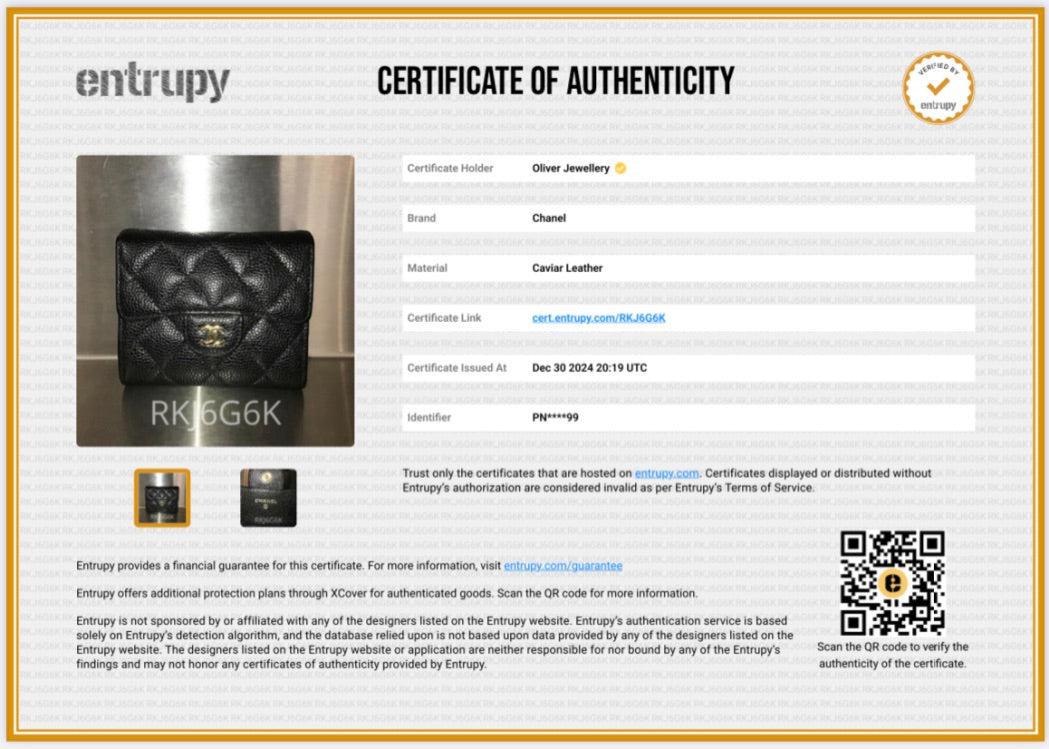 Chanel Black Caviar Leather Small Classic Flap Wallet w/ Box