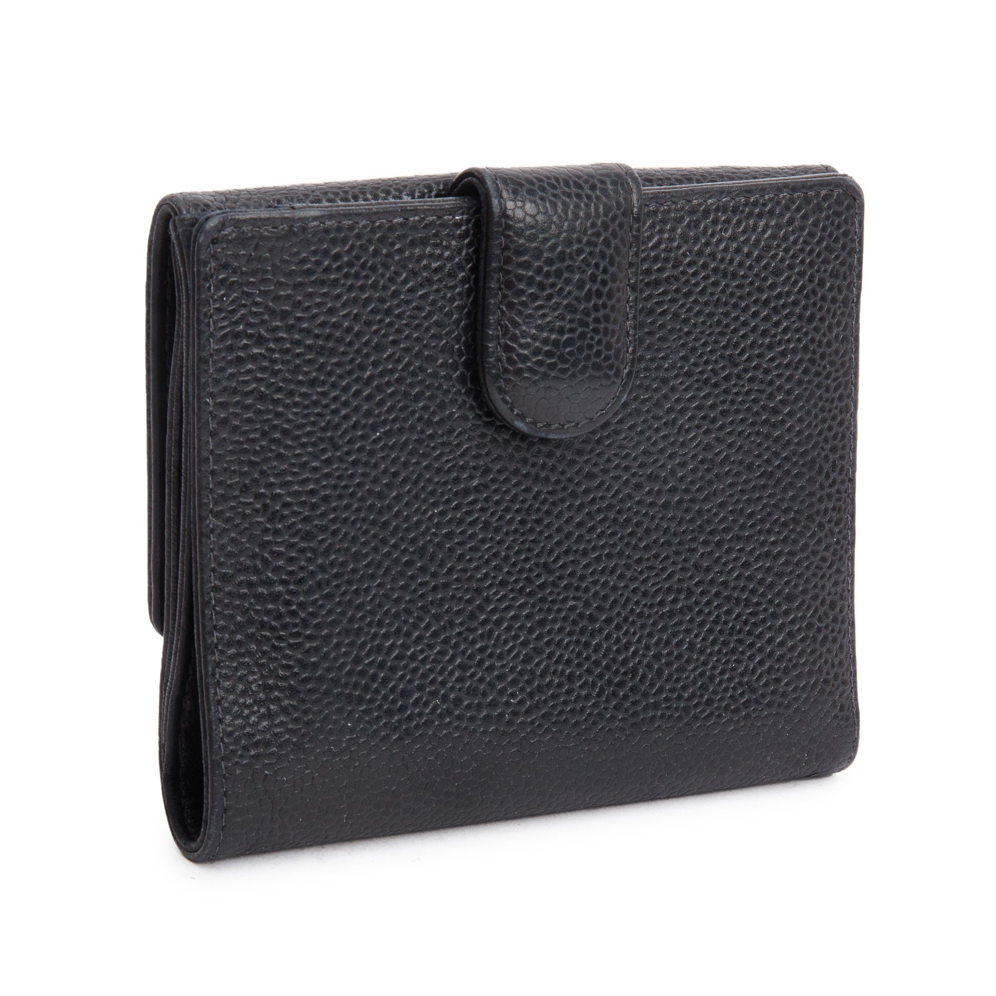 Chanel Black Caviar Leather Timeless Compact Wallet w/ Box & Authenticity card