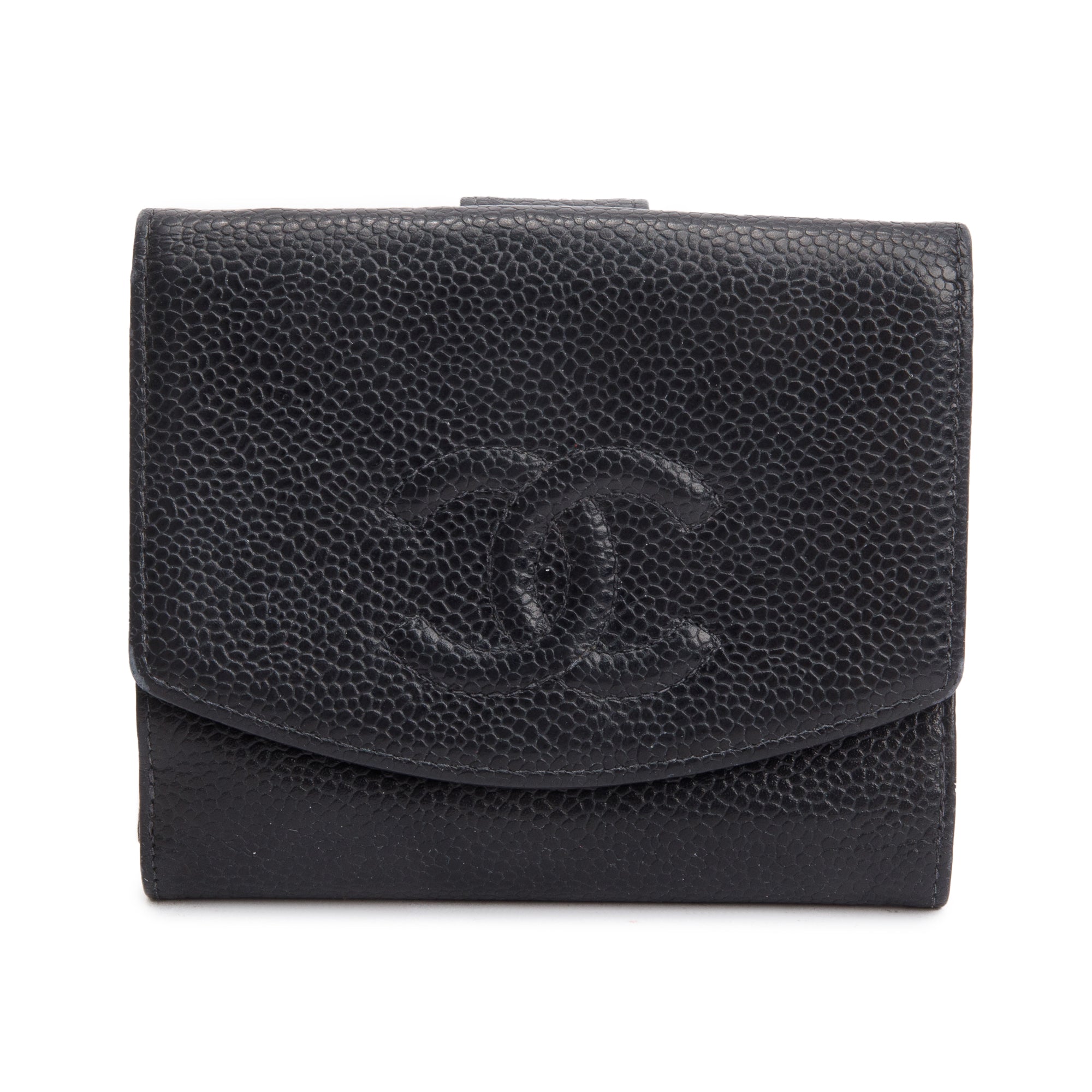 Chanel Black Caviar Leather Timeless Compact Wallet w/ Box & Authenticity card
