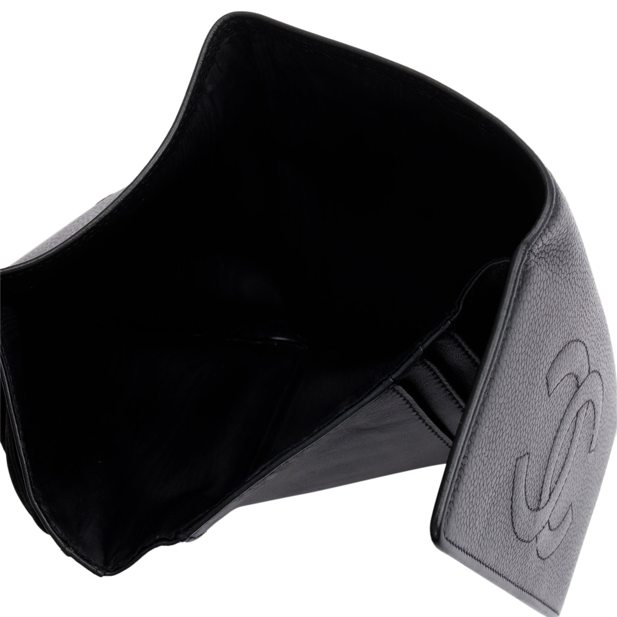 Chanel Black Caviar Leather Timeless Trifold Compact Wallet