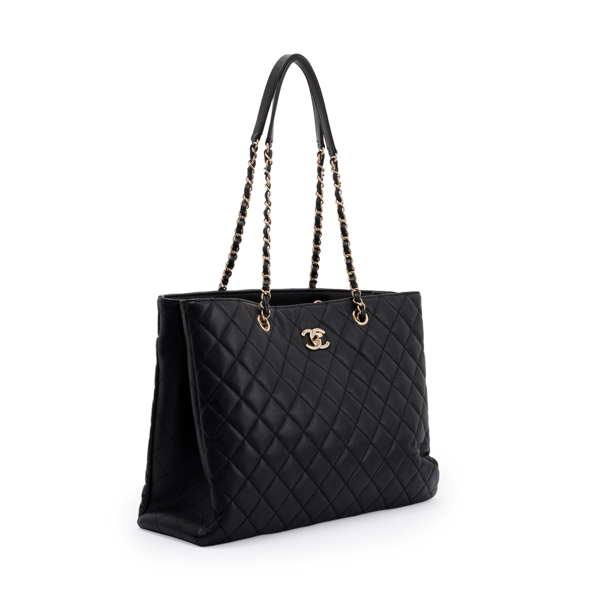 Chanel Black Caviar Quilted Large Classic Shopping Tote