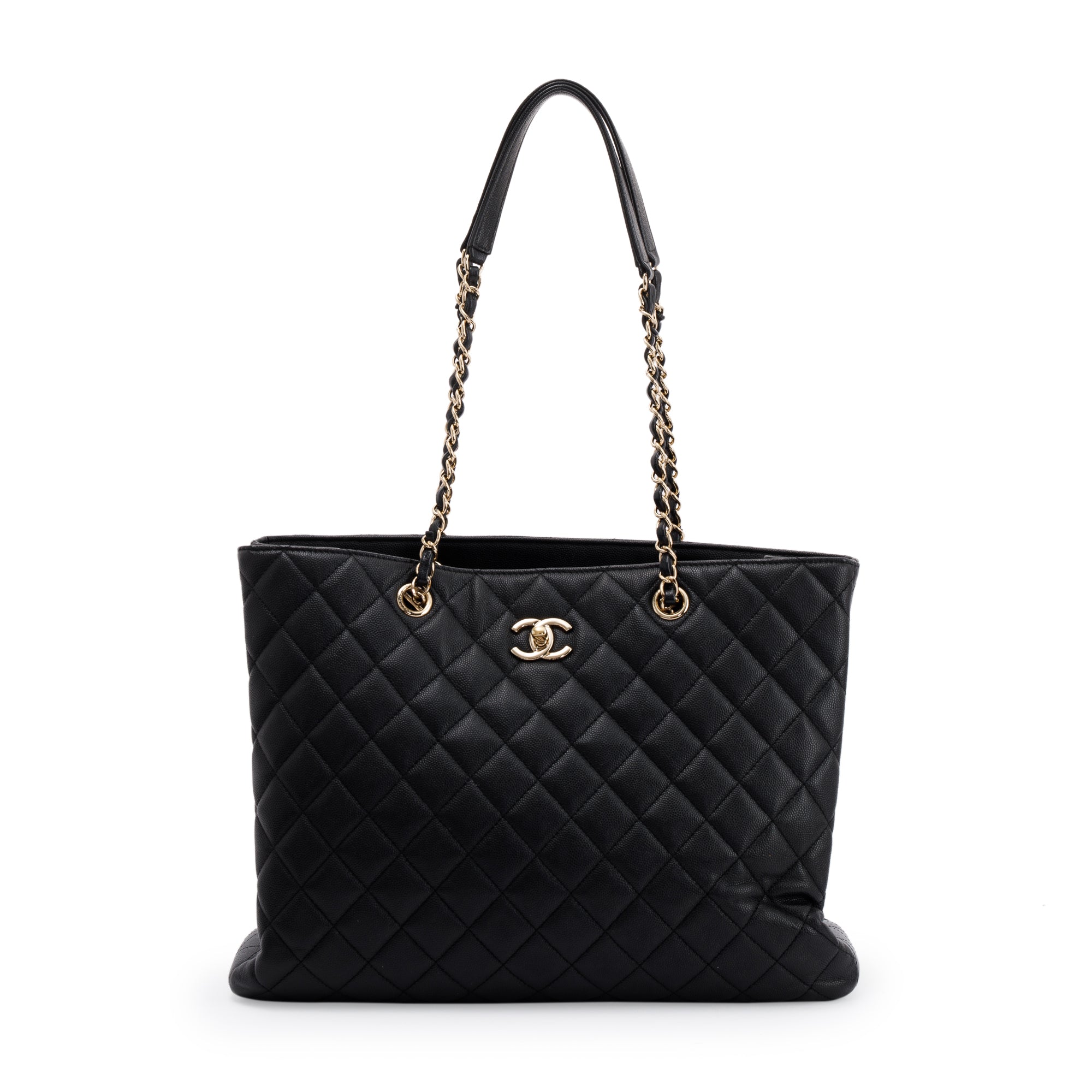 Chanel Black Caviar Quilted Large Classic Shopping Tote