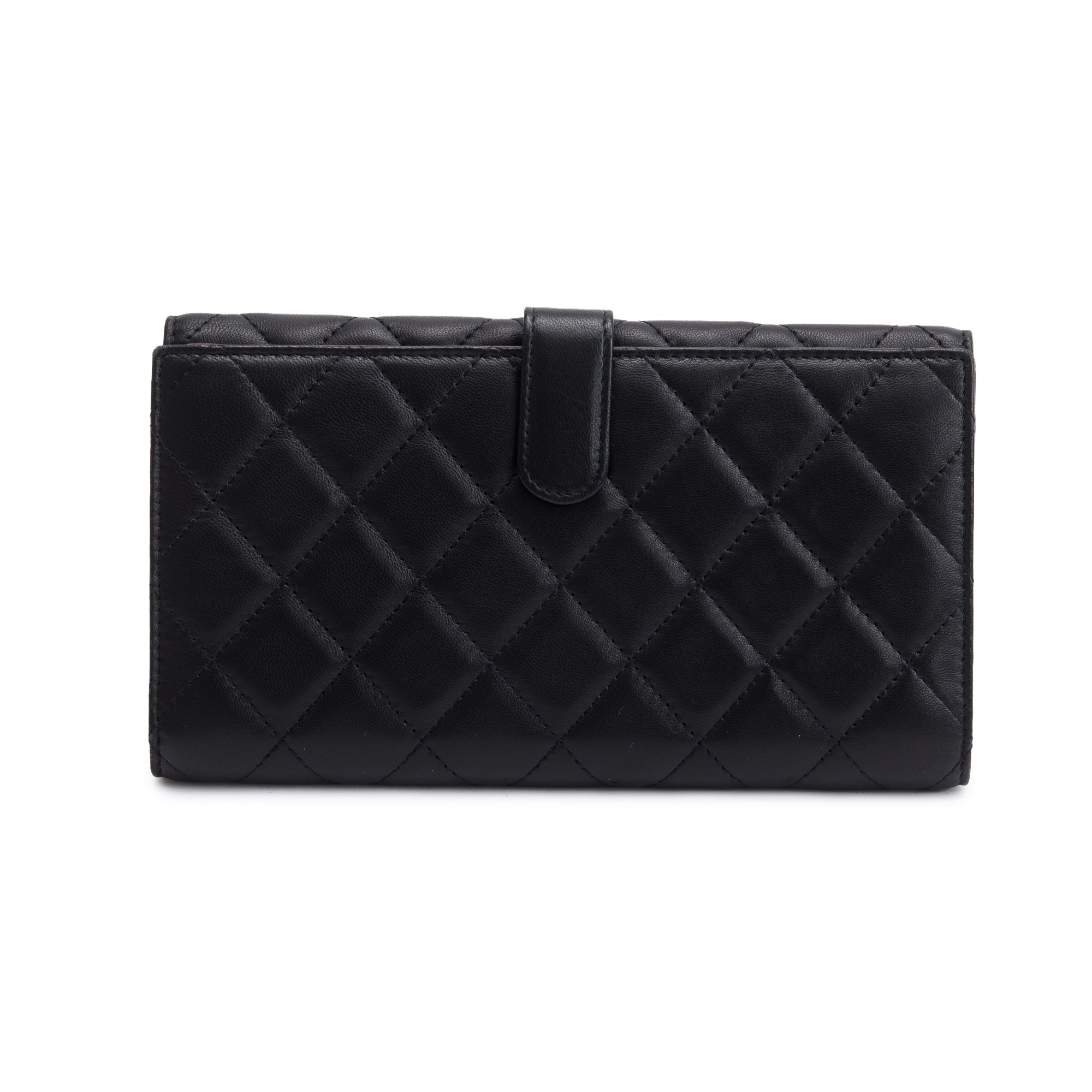 Chanel Black Caviar Quilted Leather CC Long Double Wallet w/ Box & Authenticity Card