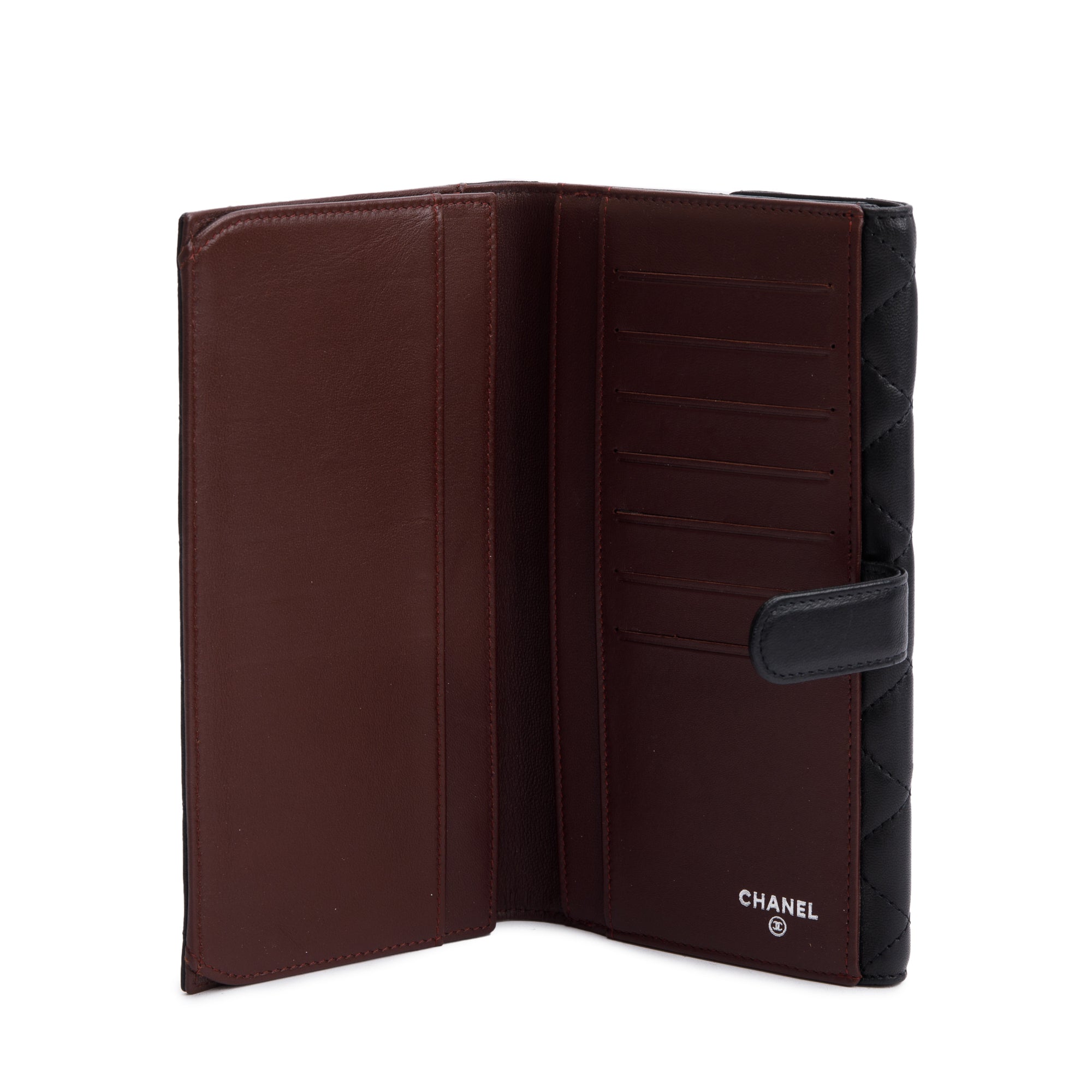 Chanel Black Caviar Quilted Leather CC Long Double Wallet w/ Box & Authenticity Card