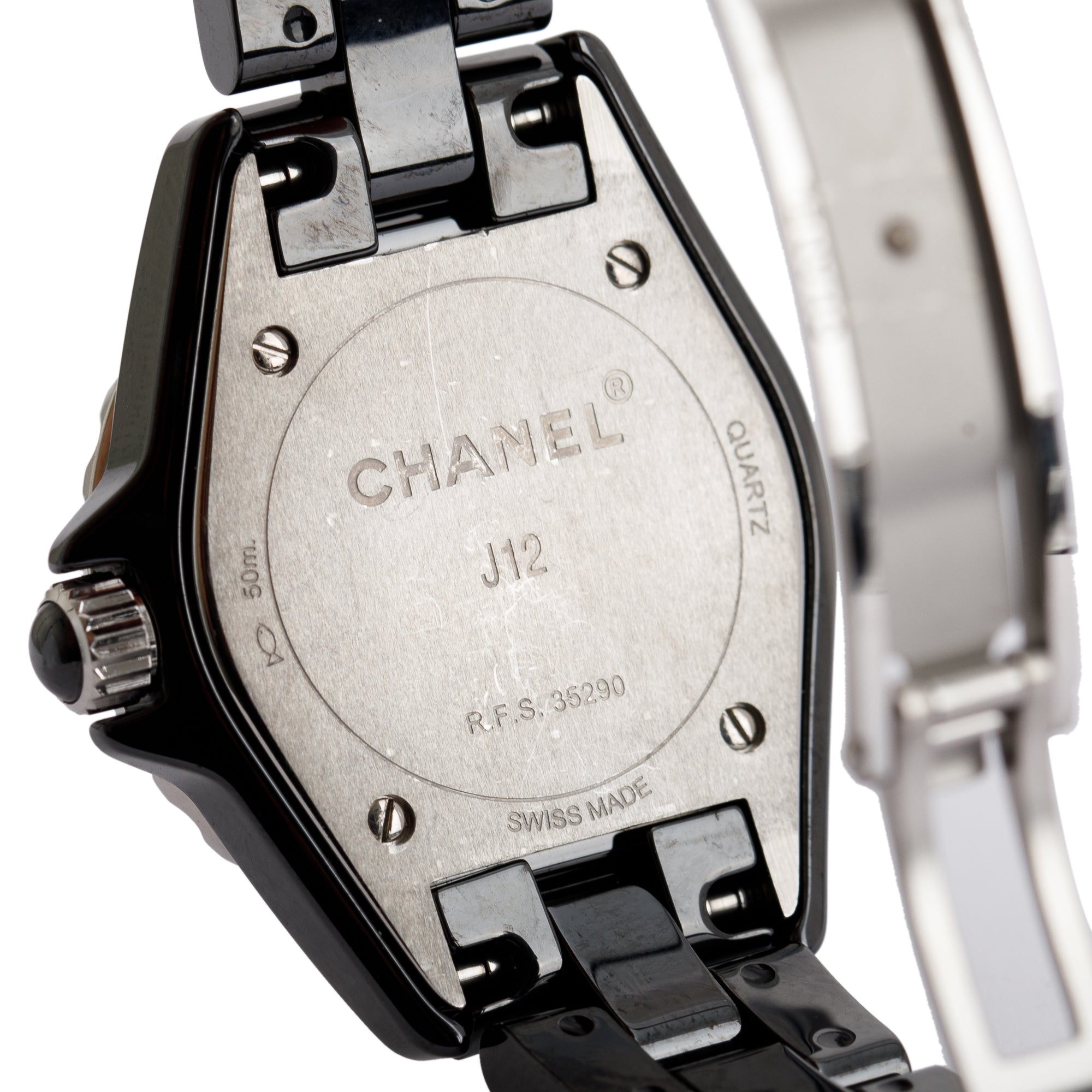 Chanel Black Ceramic 29 MM J12 Watch w/ Diamond Dial
