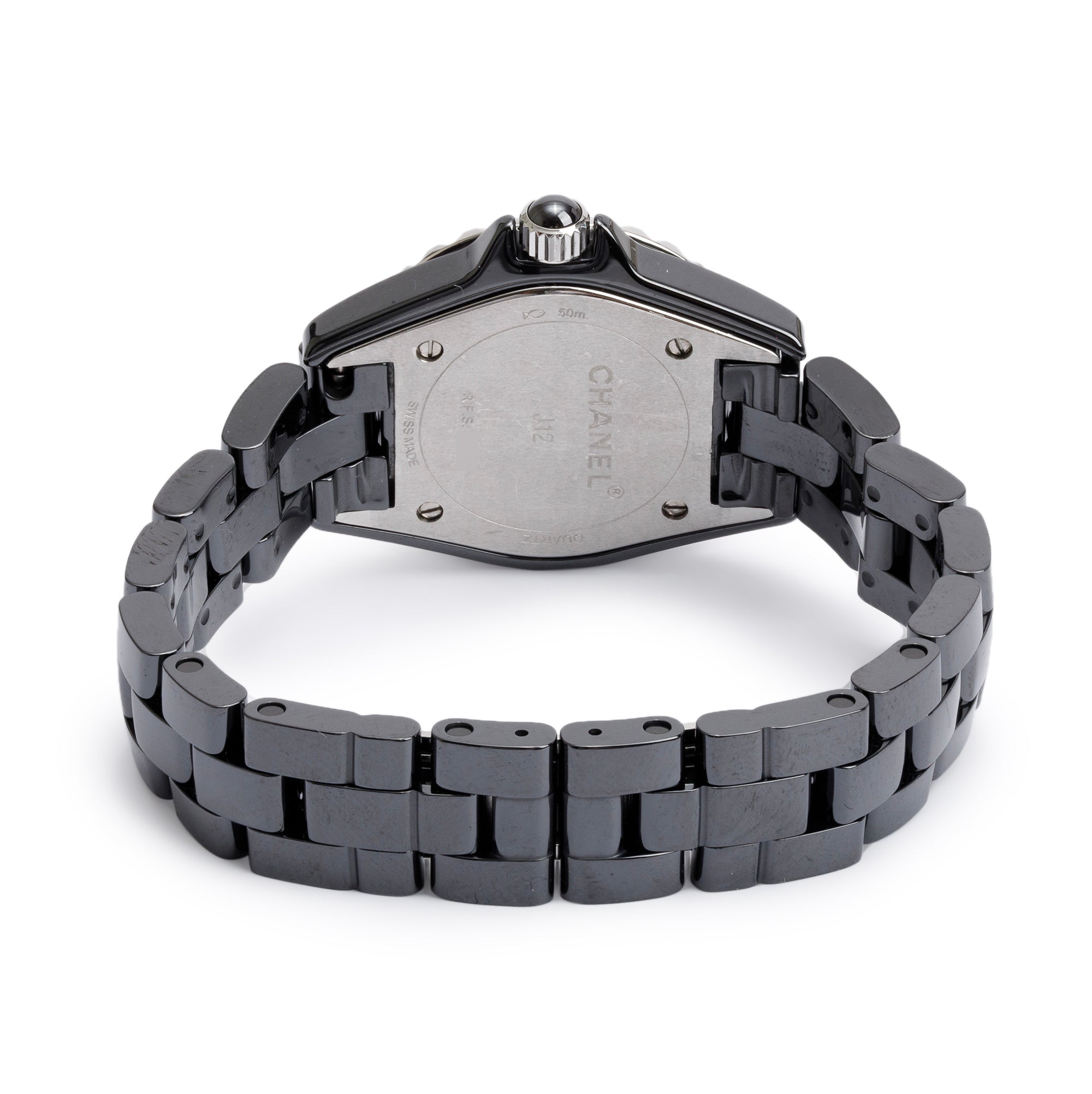 Chanel Black Ceramic 33 MM Diamond Dial J12 Quartz Watch H2569